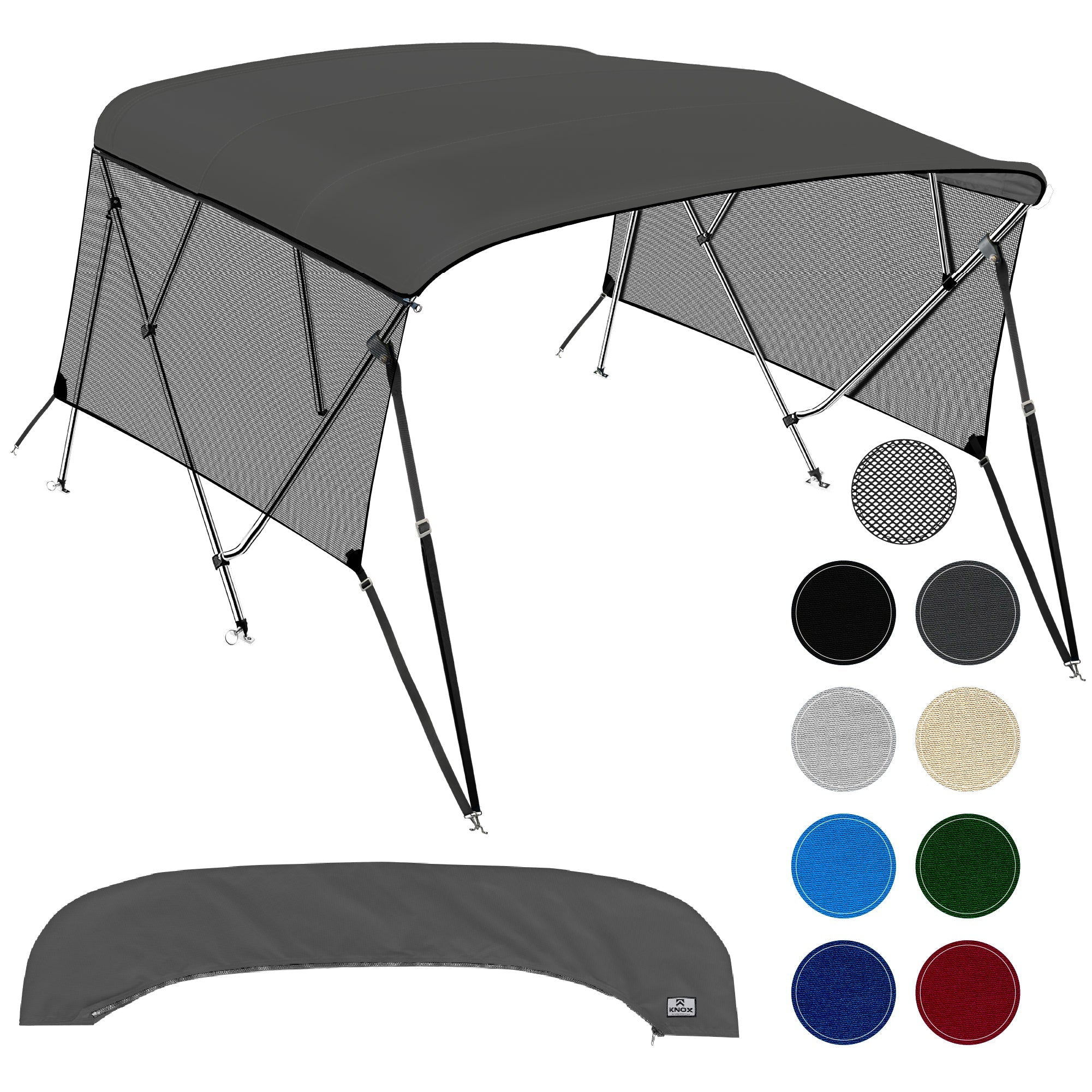 KNOX Universal 4 Bow Bimini Tops for Boats with Mesh Sidewalls