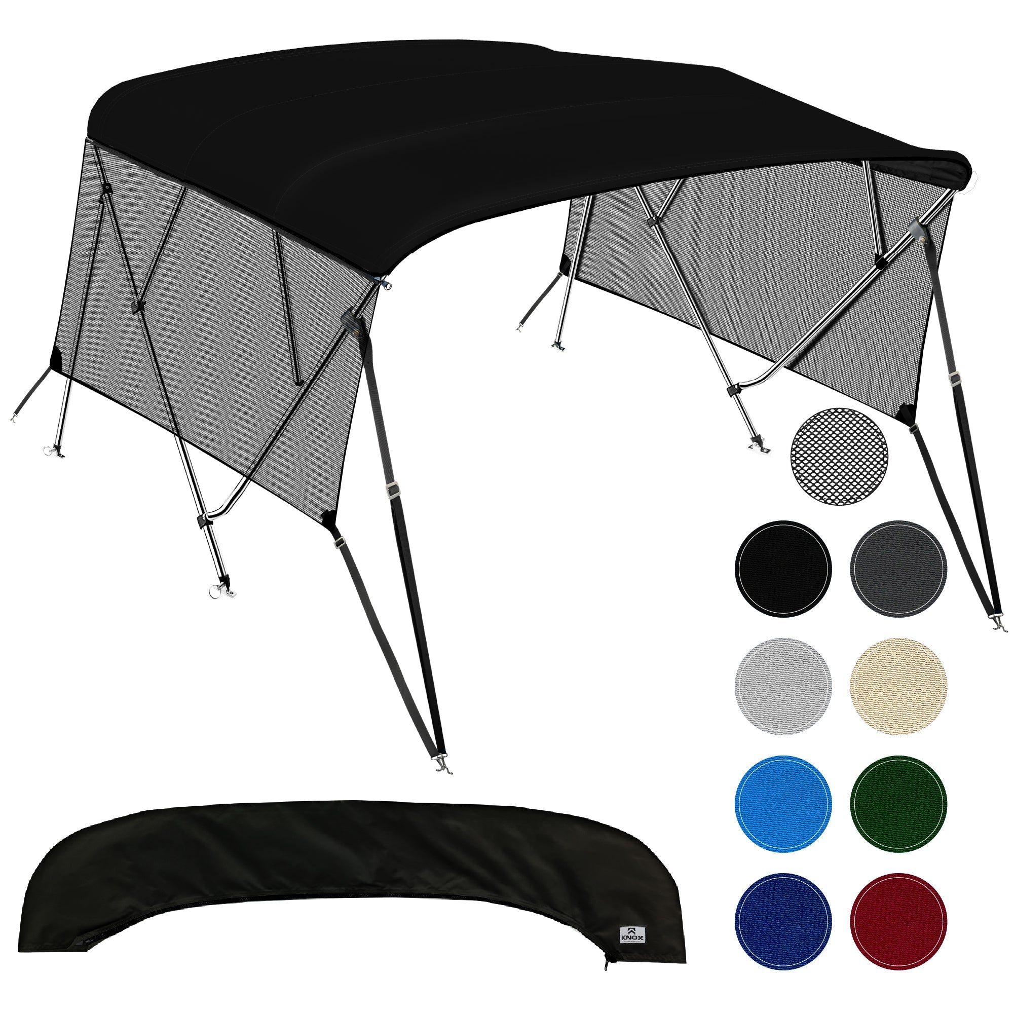 KNOX Universal 4 Bow Bimini Tops for Boats with Mesh Sidewalls