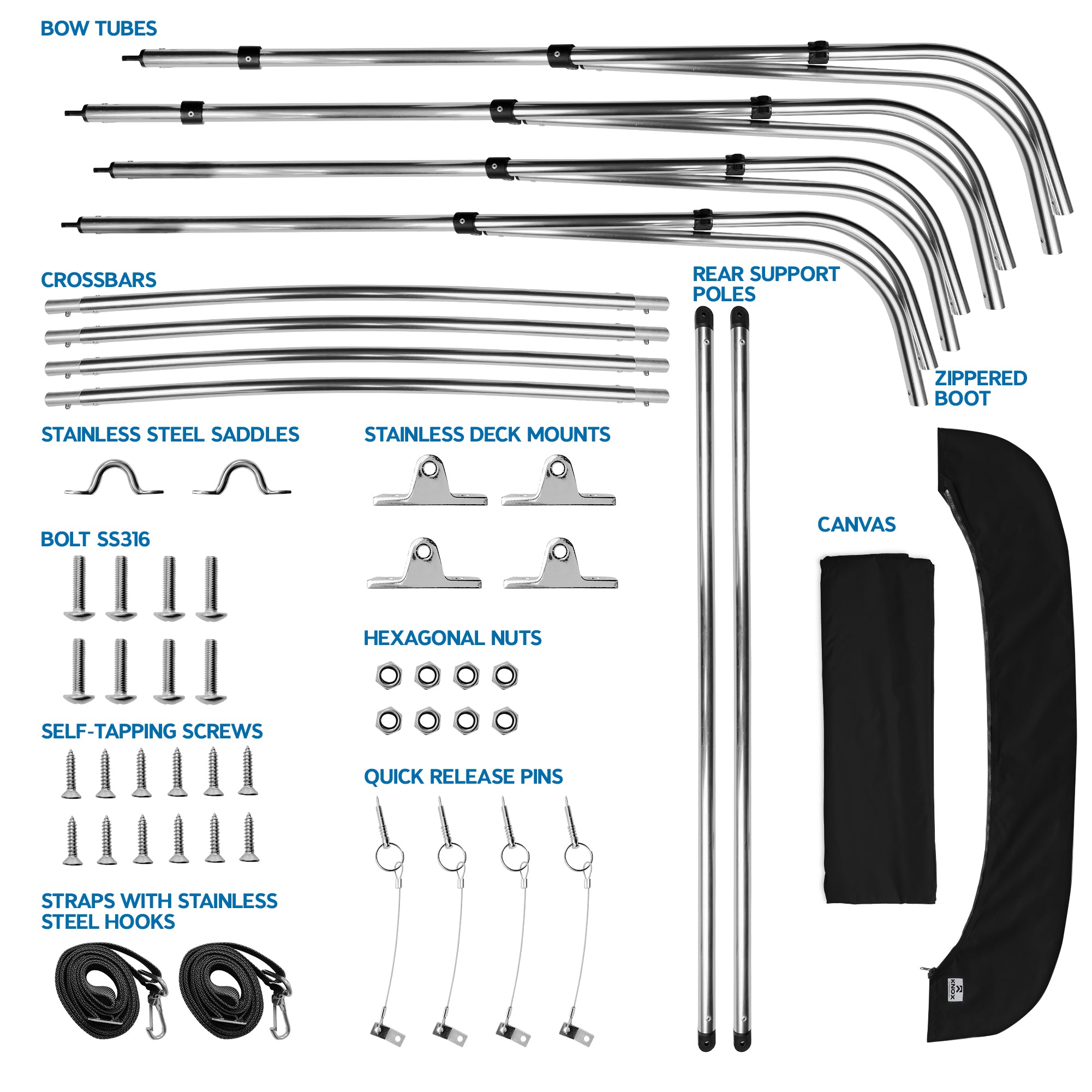 KNOX 4 Bow Mesh Bimini Tops