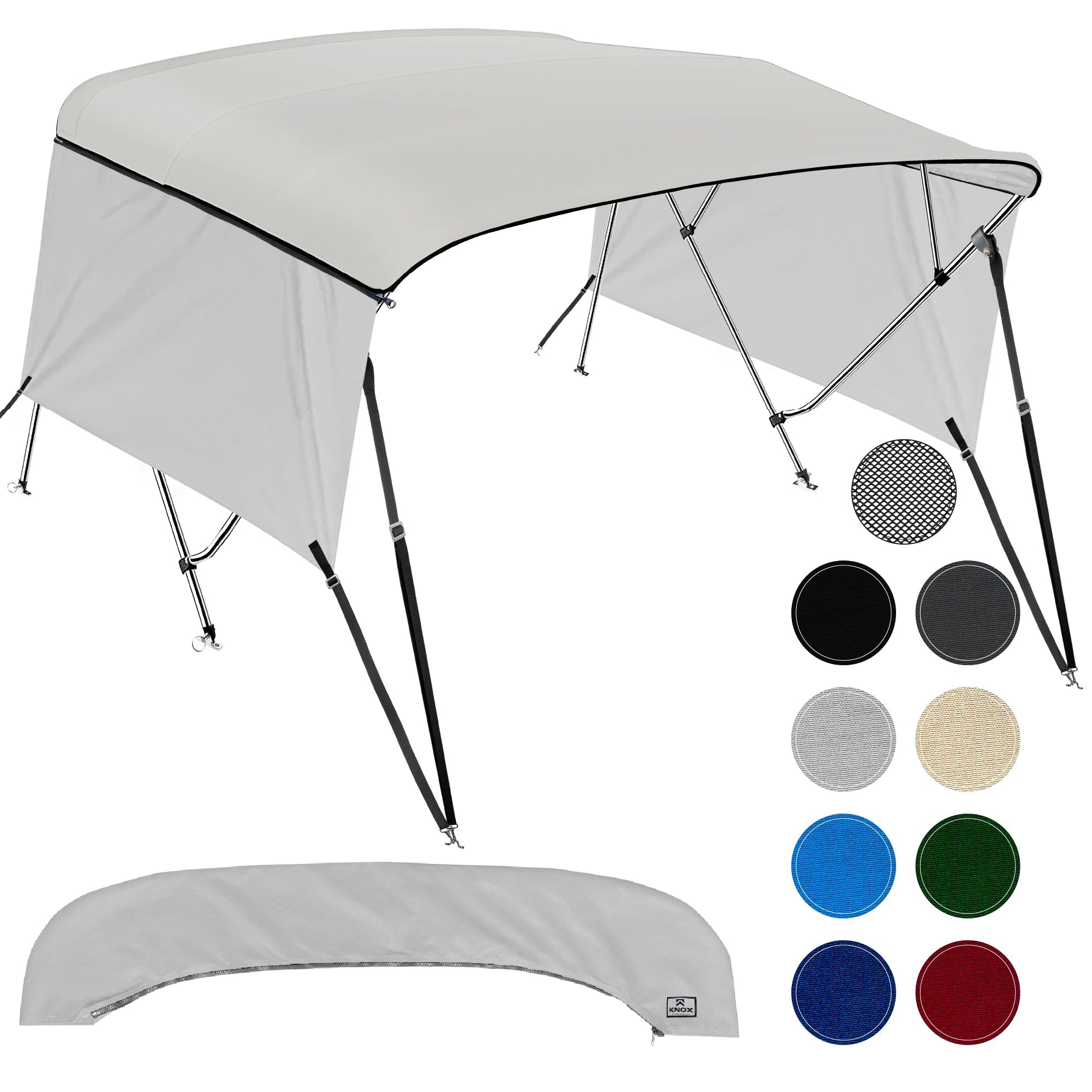 KNOX Universal 4 Bow Bimini Tops for Boats with Sidewalls
