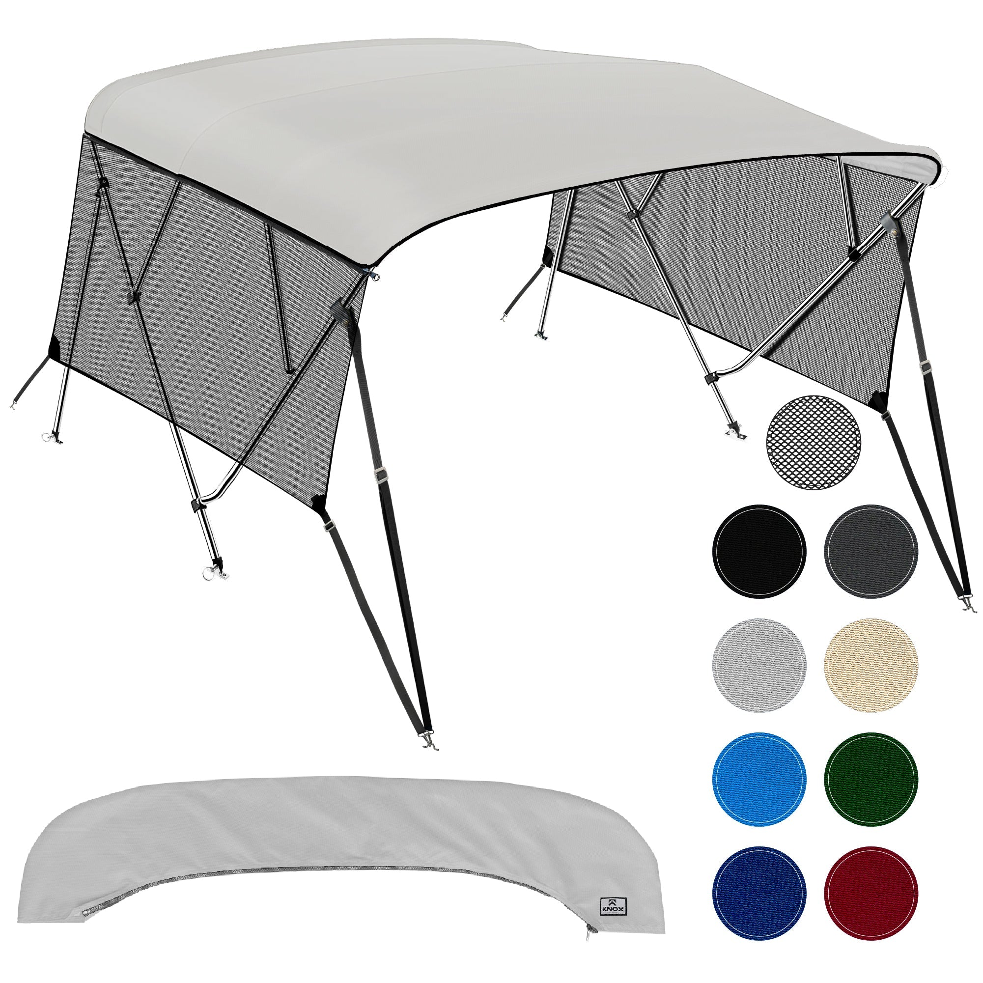 KNOX Universal 4 Bow Bimini Tops for Boats with Mesh Sidewalls
