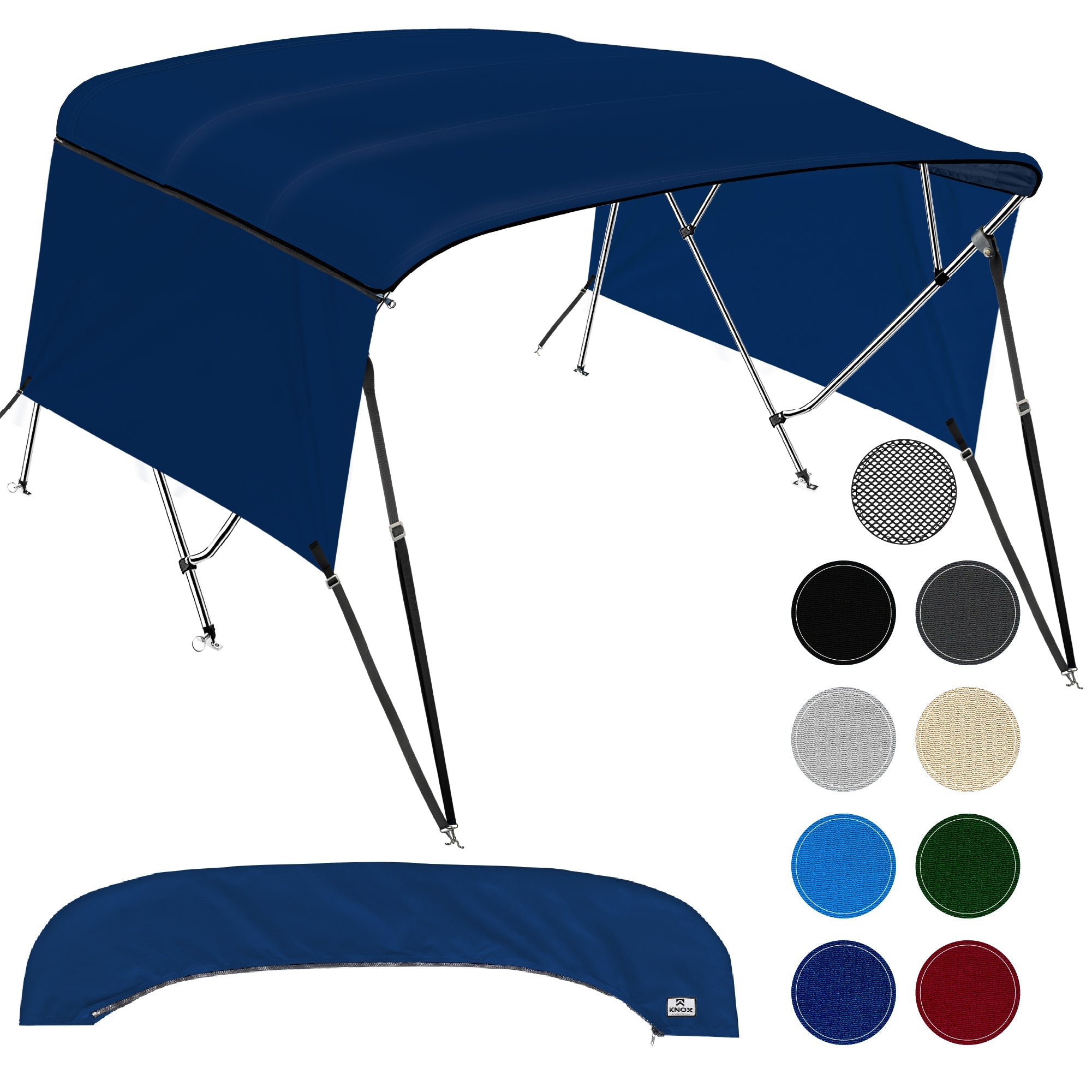 KNOX Universal 4 Bow Bimini Tops for Boats with Sidewalls