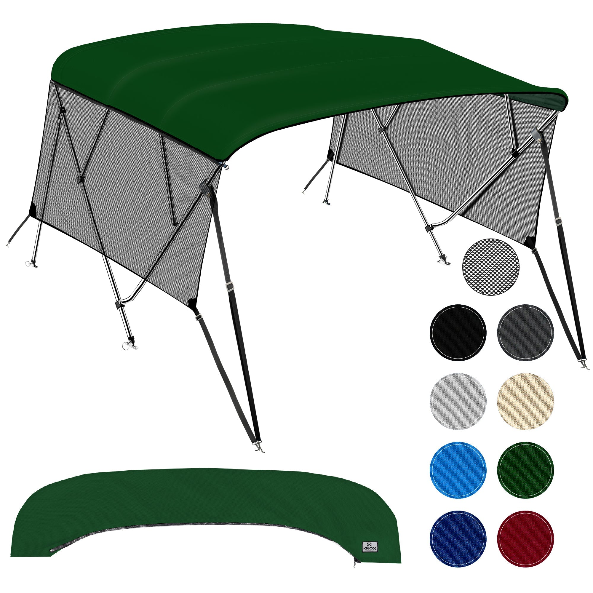 KNOX Universal 4 Bow Bimini Tops for Boats with Mesh Sidewalls