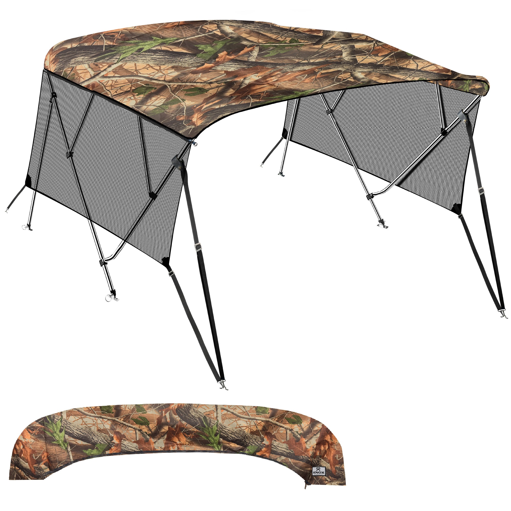 KNOX Universal 4 Bow Bimini Tops for Boats with Mesh Sidewalls