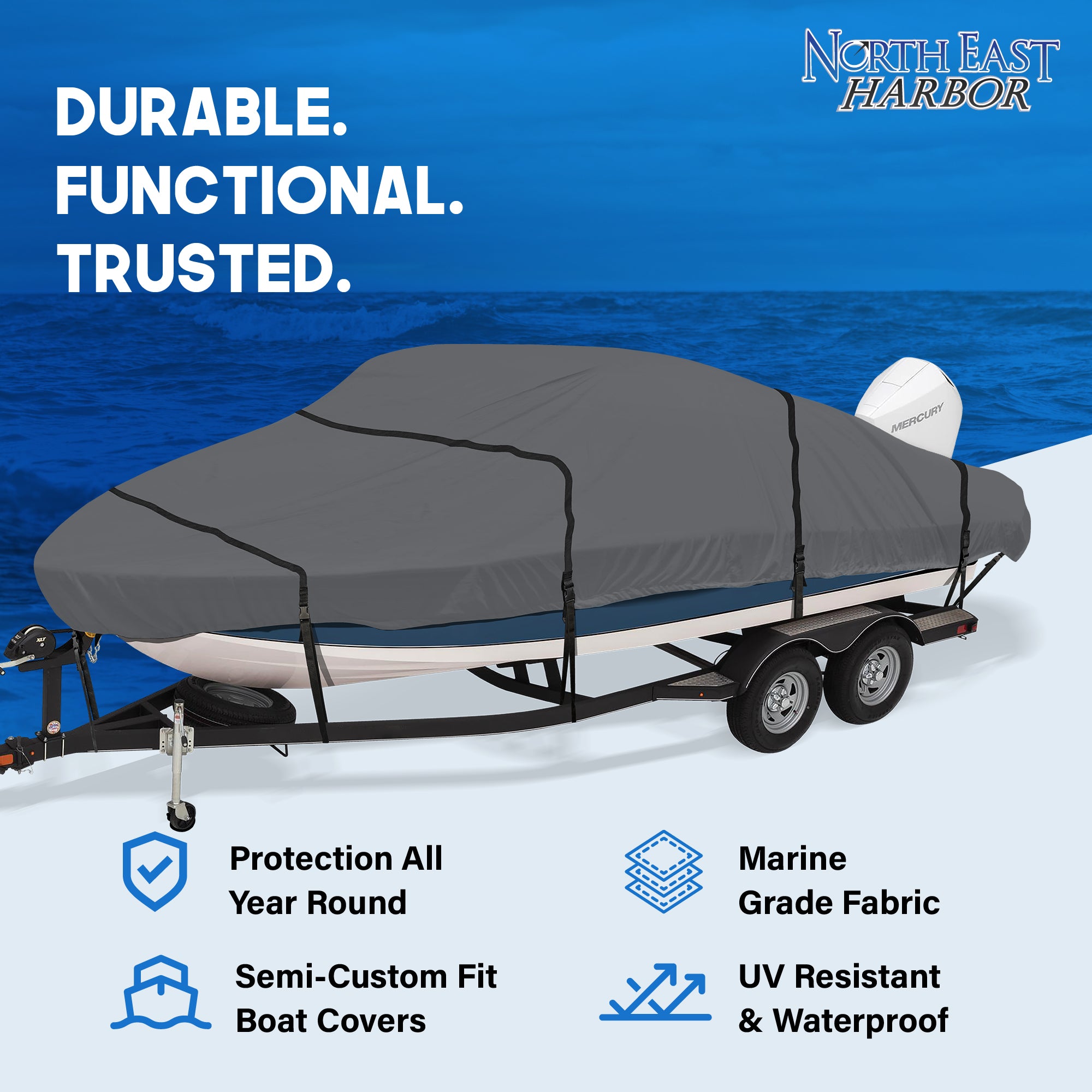 North East Harbor V-Hull Boat Cover
