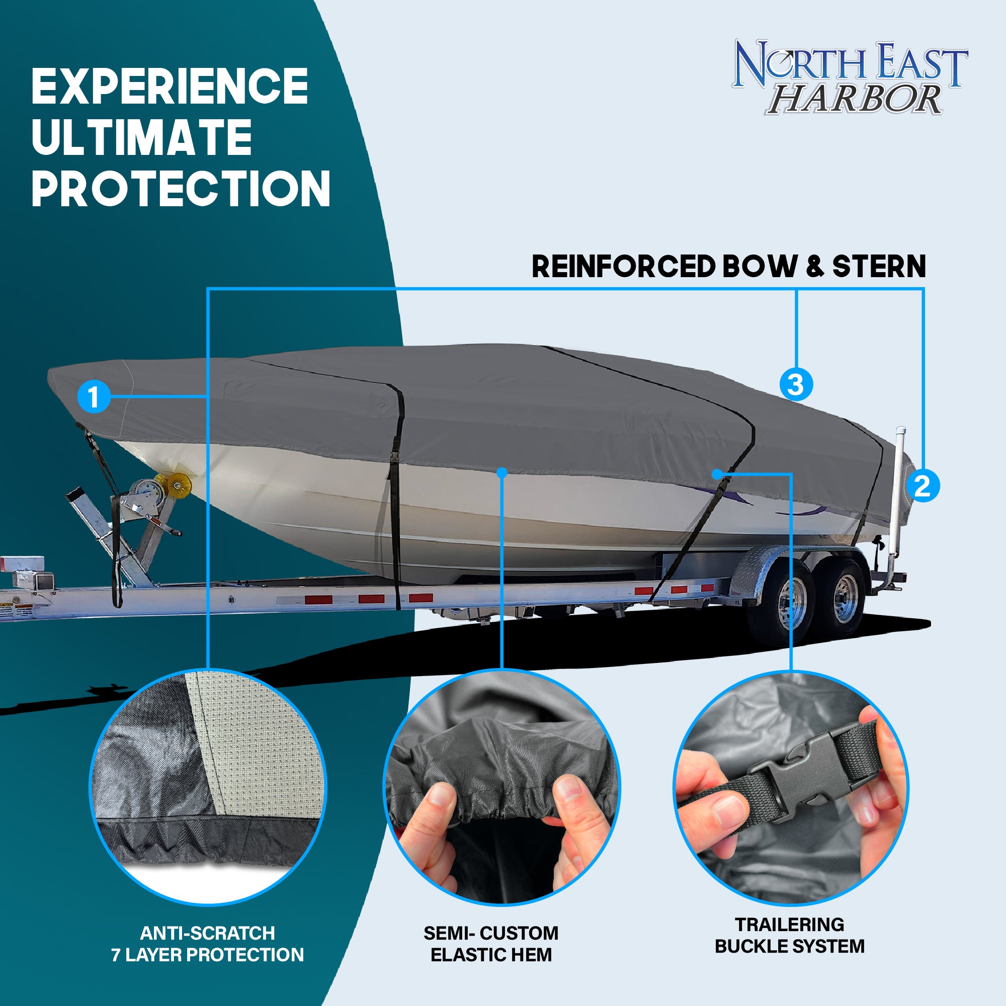 North East Harbor V-Hull Boat Cover