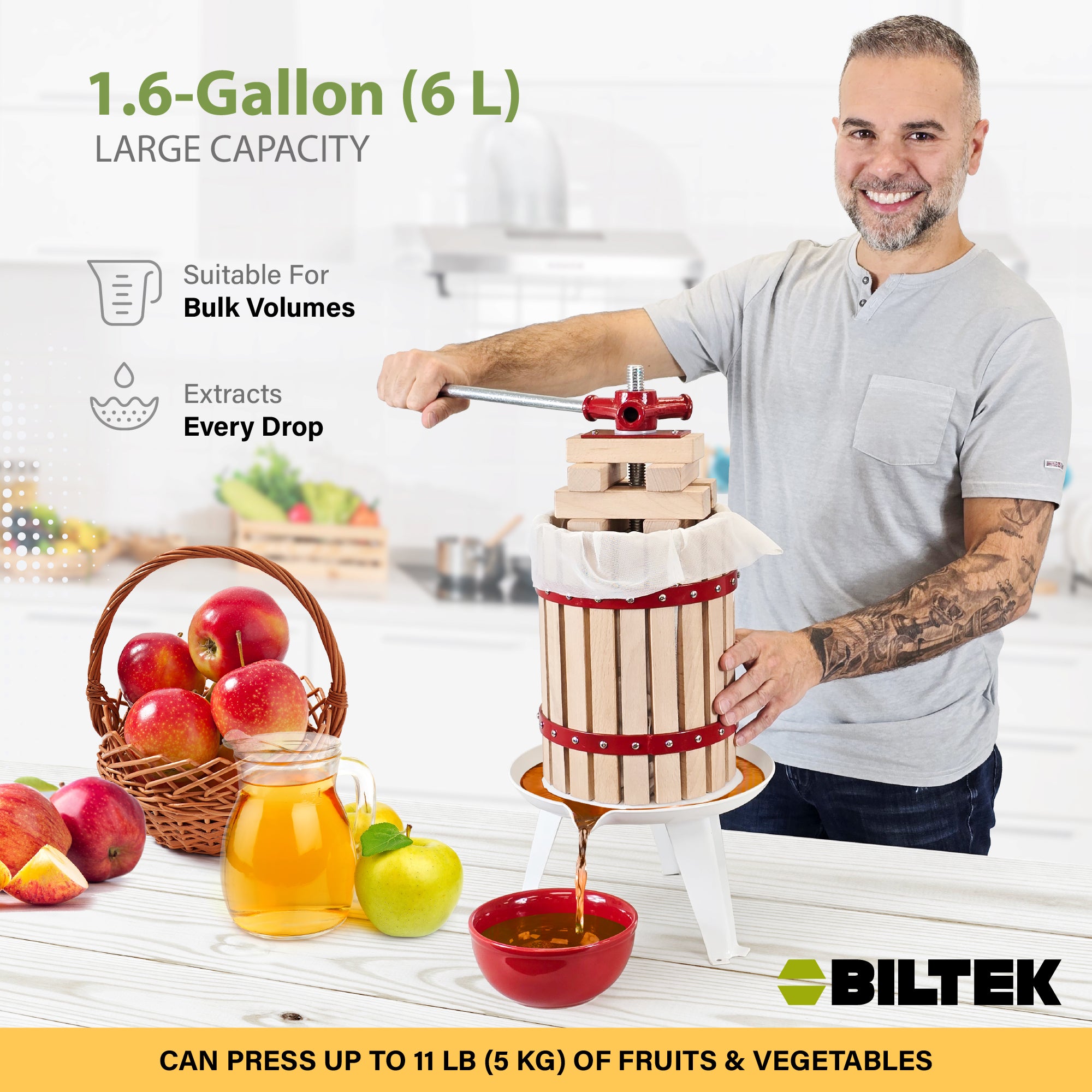 Biltek Basket Fruit Press For Wine