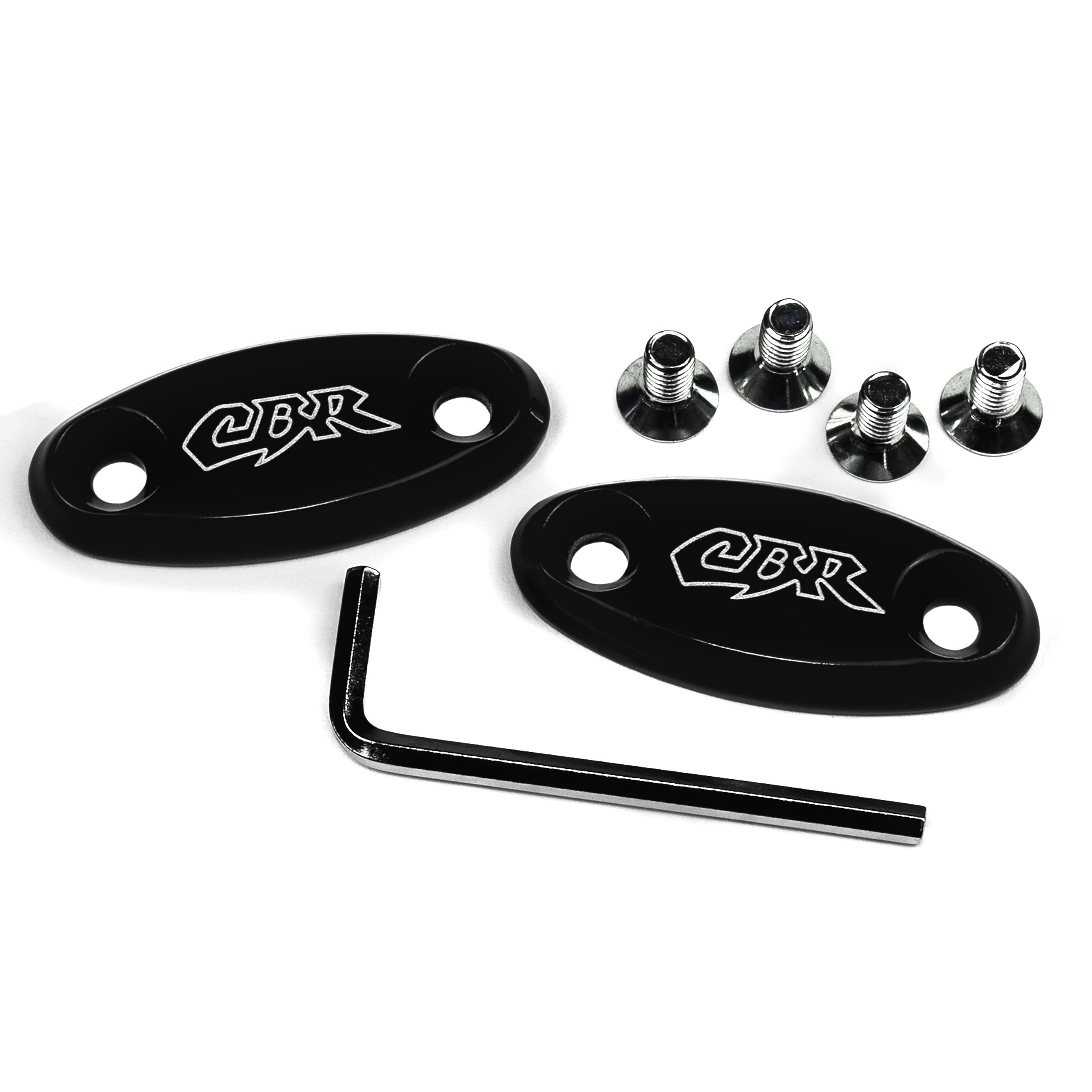 Honda CBR 600 RR F4 F4i 900RR 929 954 1000RR Mirror Block Off Plates Logo Engraved Black (1999-2011)