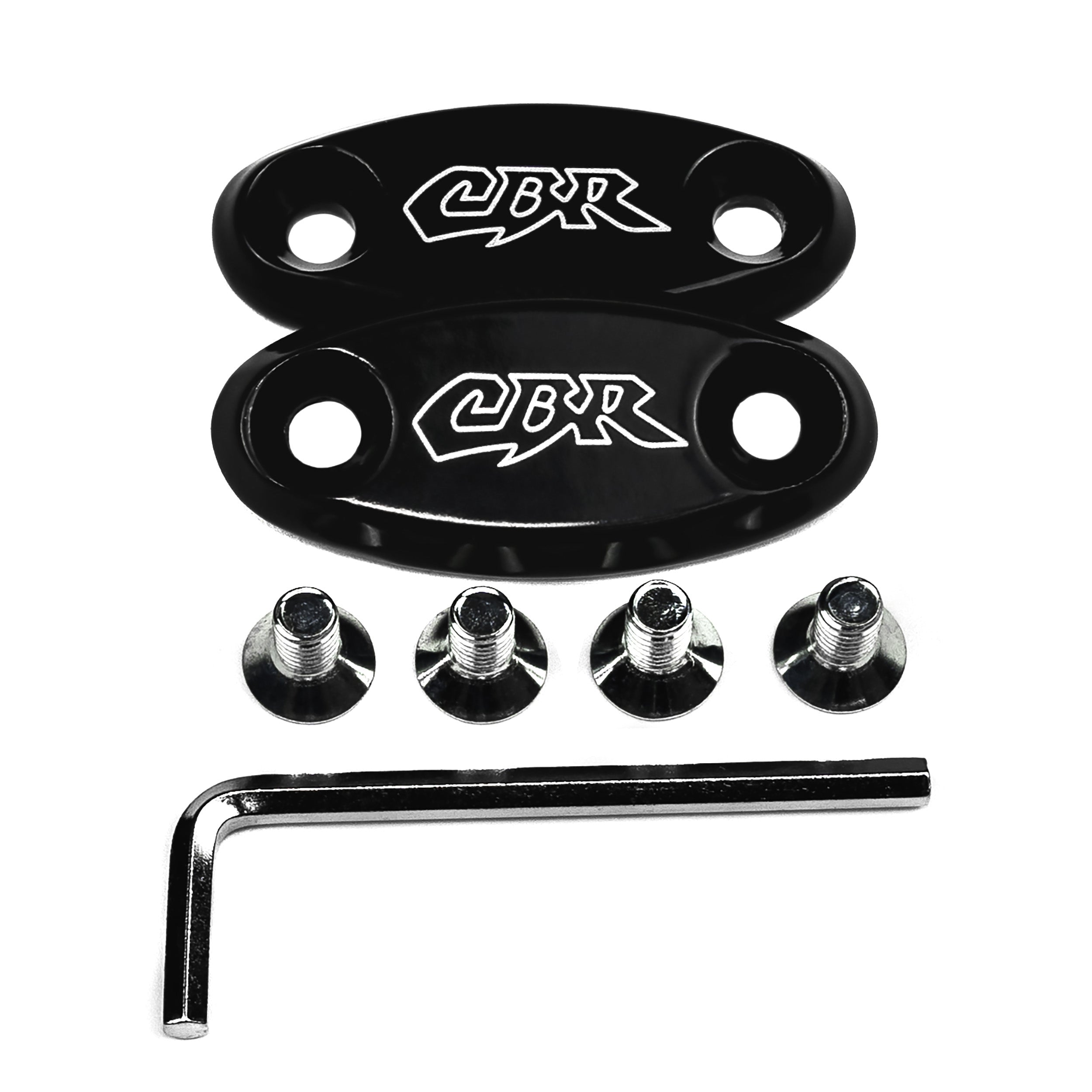 Honda CBR 600 RR F4 F4i 900RR 929 954 1000RR Mirror Block Off Plates Logo Engraved Black (1999-2011)