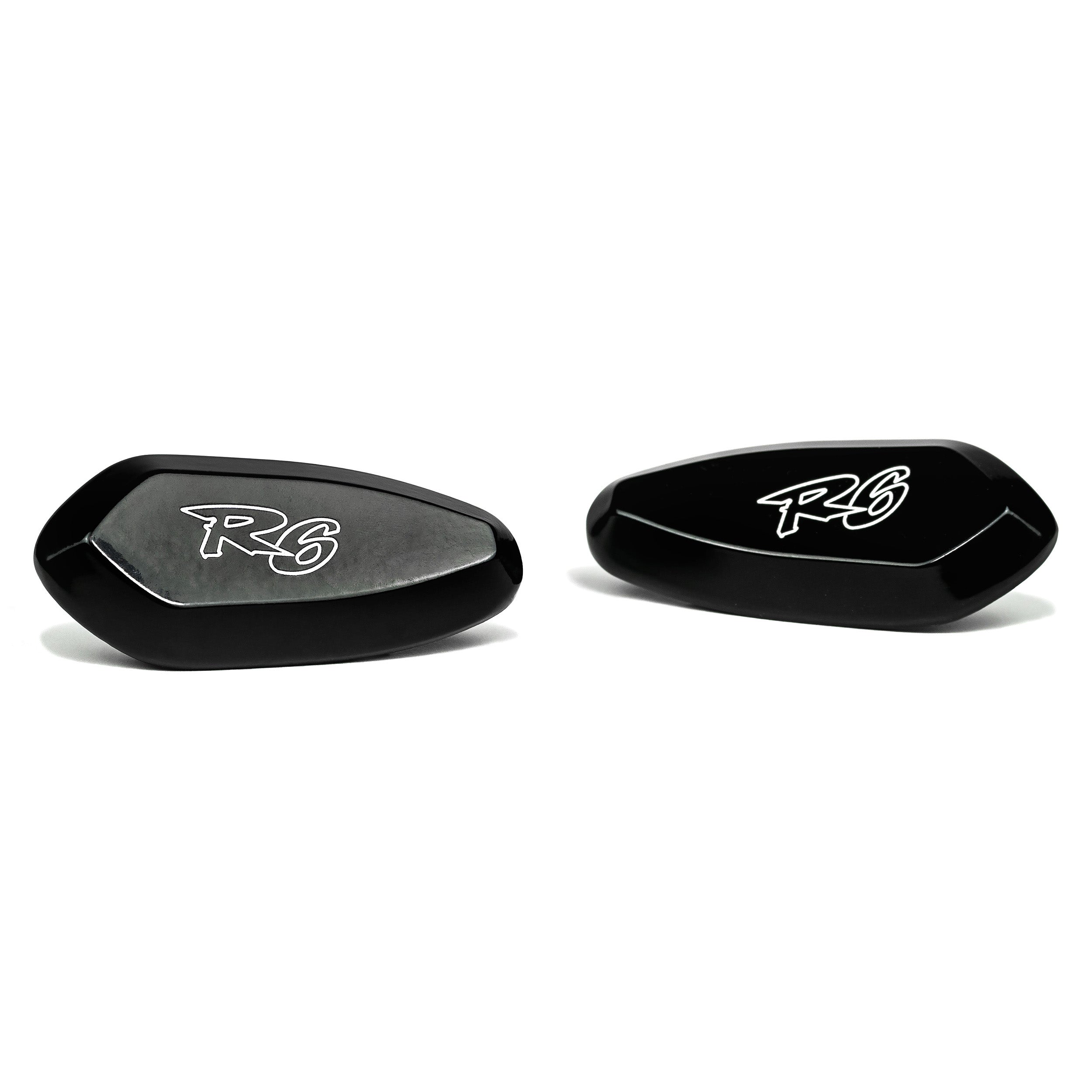 Yamaha YZF R6 Mirror Block Off Plates Logo Engraved Black Set (1999-2007)