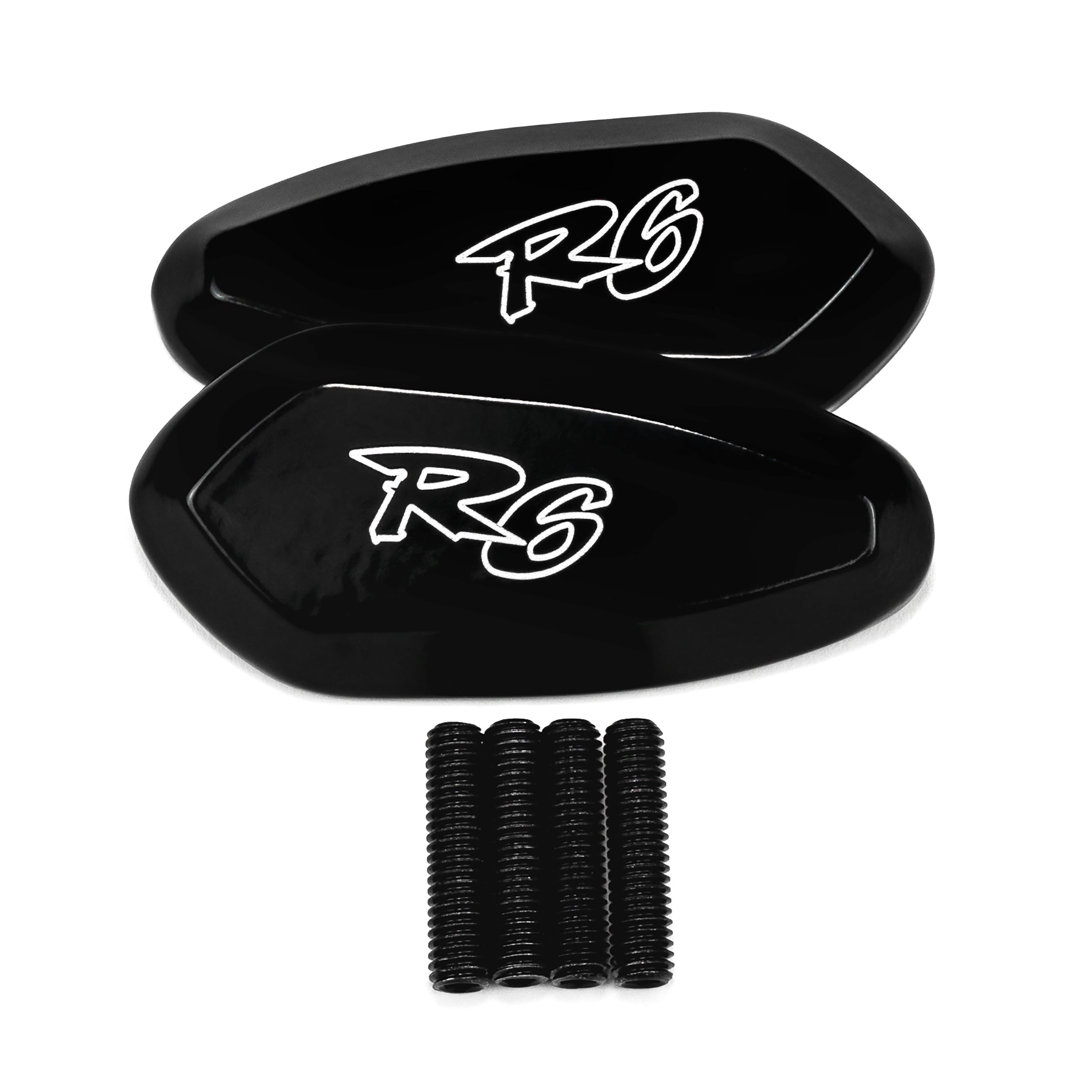Yamaha YZF R6 Mirror Block Off Plates Logo Engraved Black Set (1999-2007)