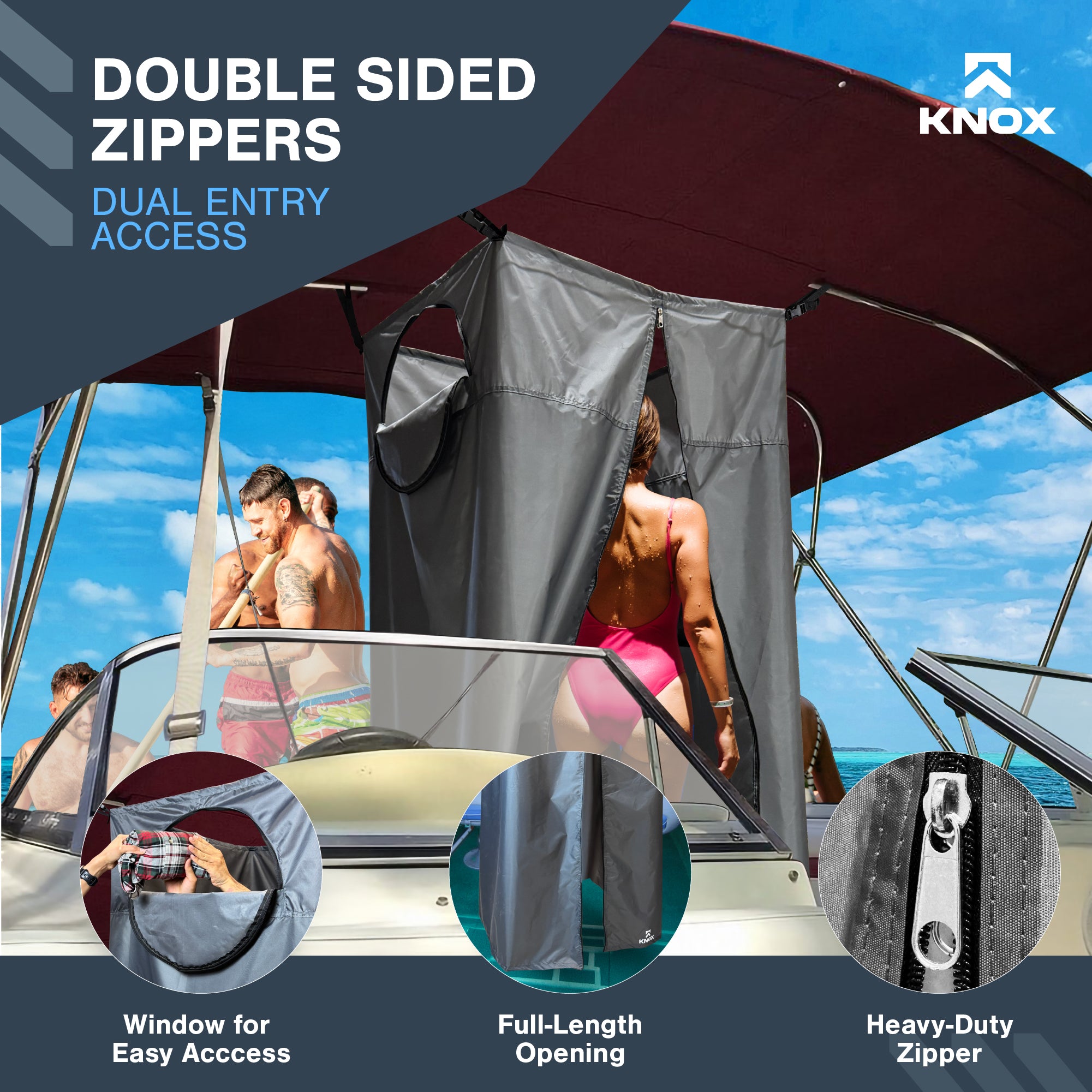 KNOX Boat Privacy Tent Hanging Portable Shower Curtain