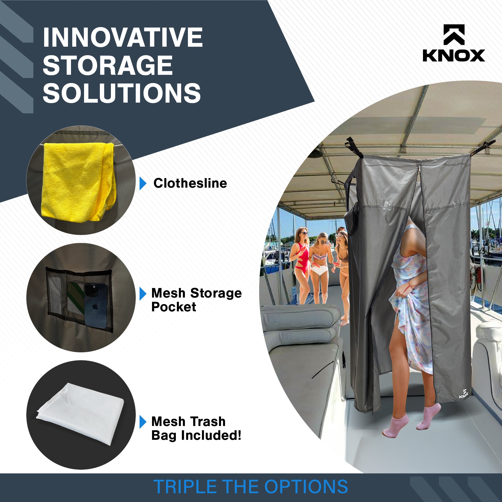 KNOX Boat Privacy Tent Hanging Portable Shower Curtain
