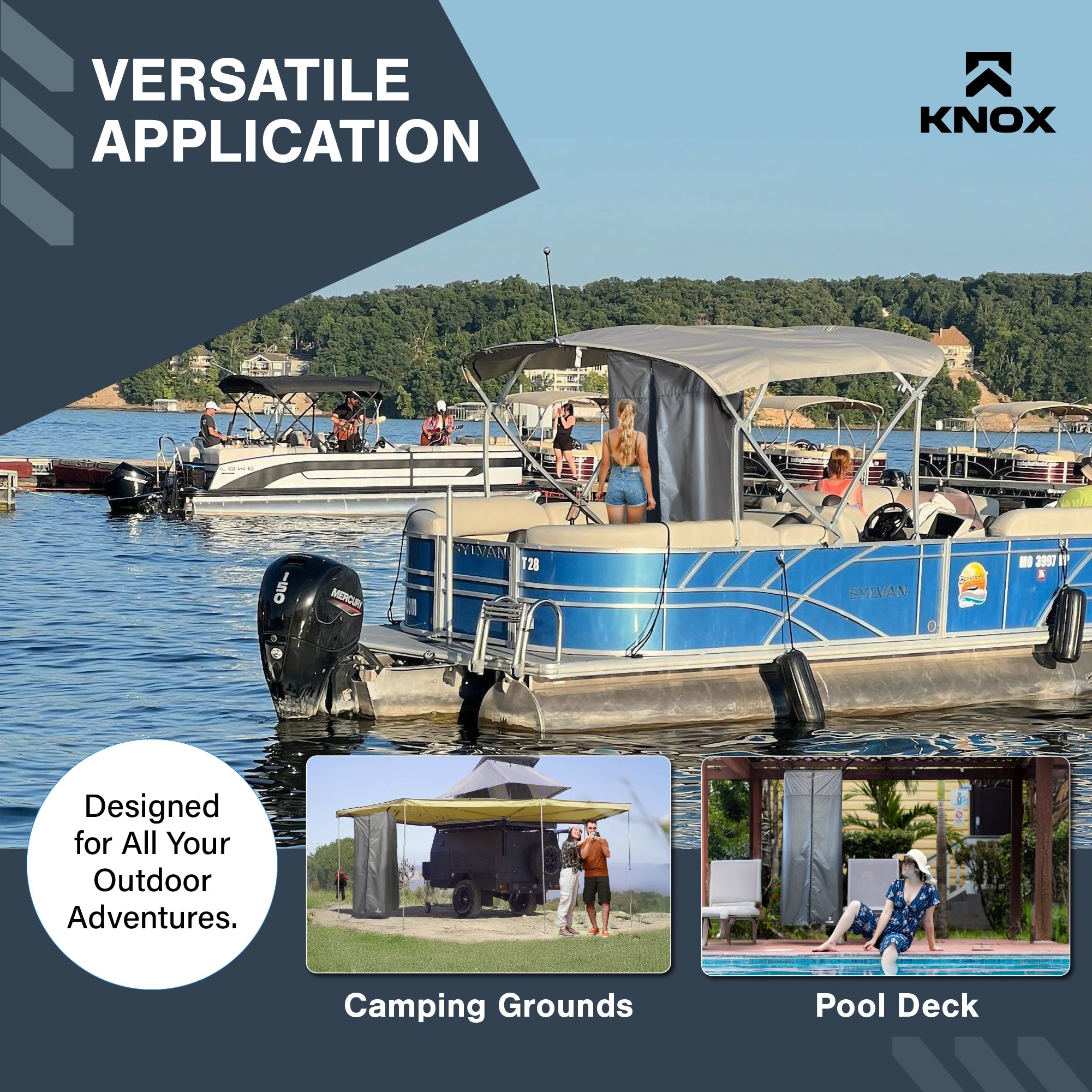KNOX Boat Privacy Tent Hanging Portable Shower Curtain
