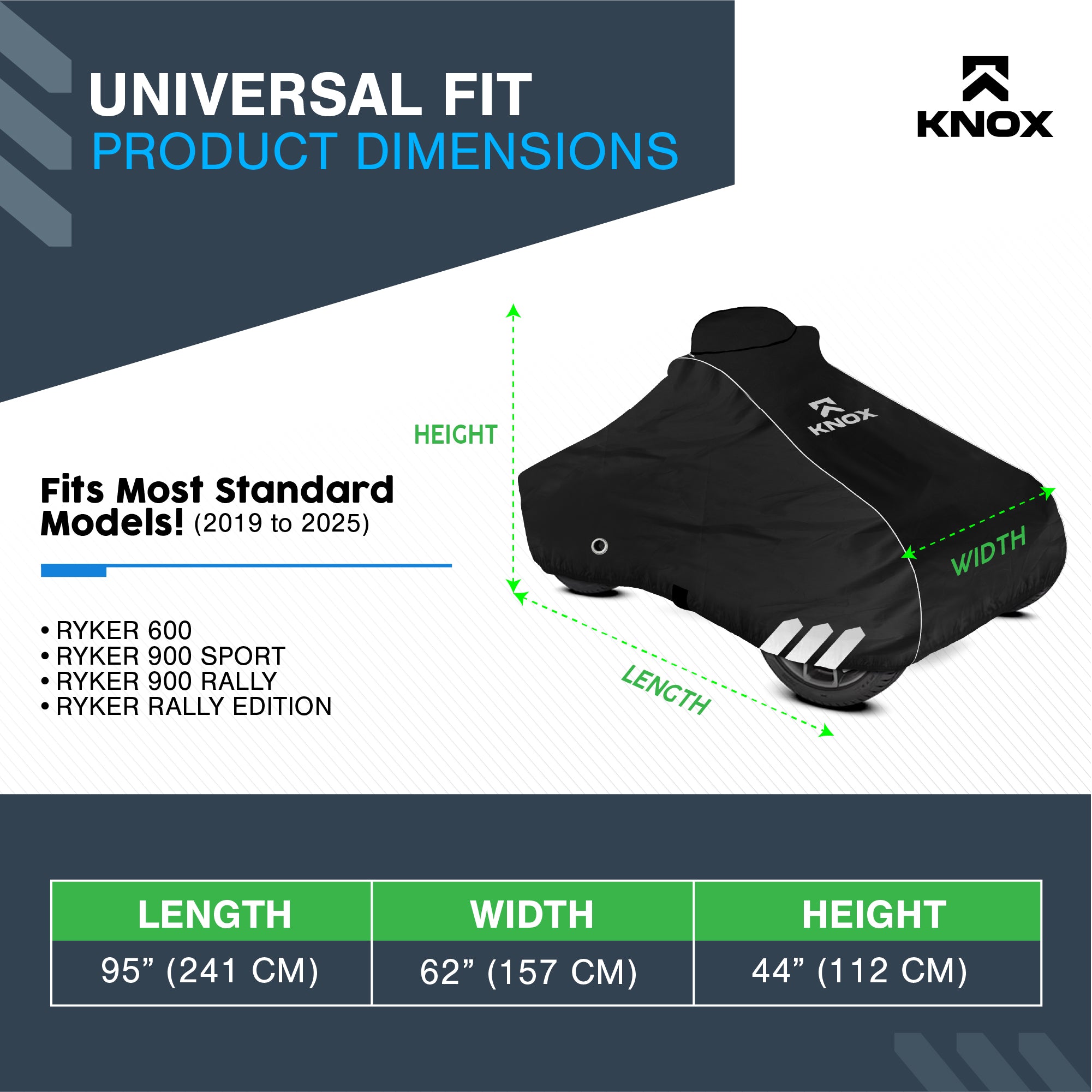 KNOX Universal Motorcycle Cover Compatible with Can-Am Ryker, Waterproof