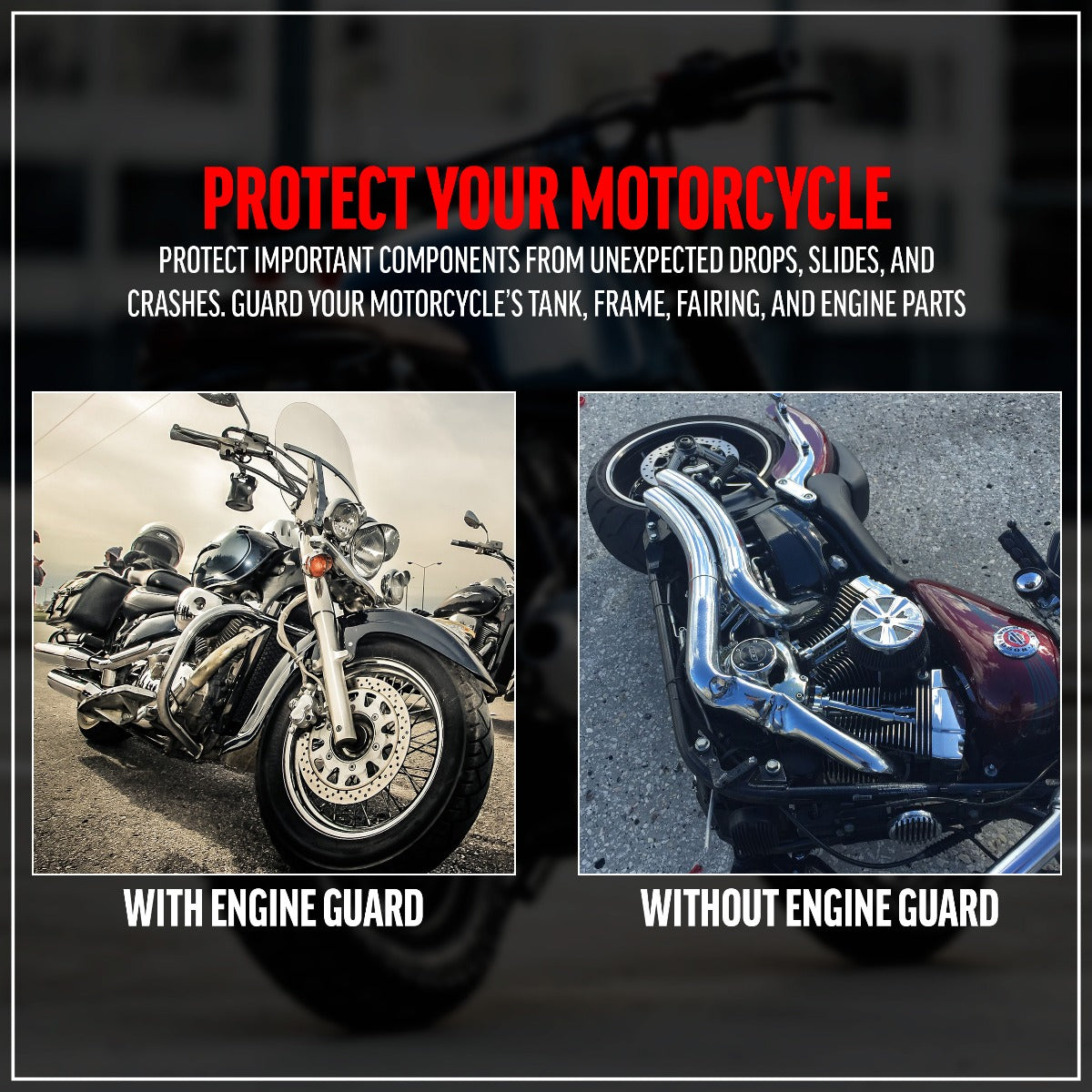 Engine Guard, Black, Highway Crash Bar Compatible with 2015-2022 Kawasaki Vulcan S/SE/Caf�� EN650