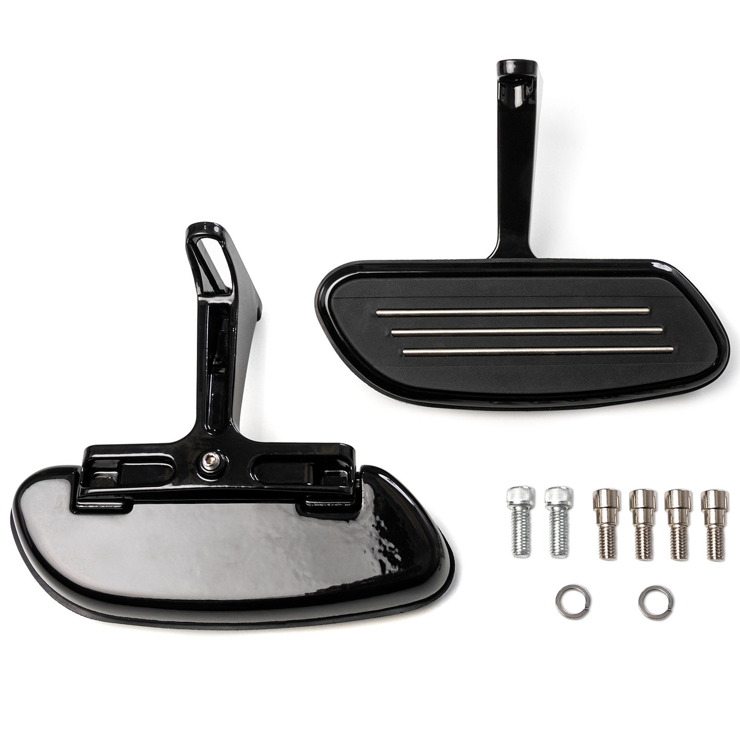 Krator Black Rear Passenger Floorboards Streamliner-Style Flip-Up Footboard