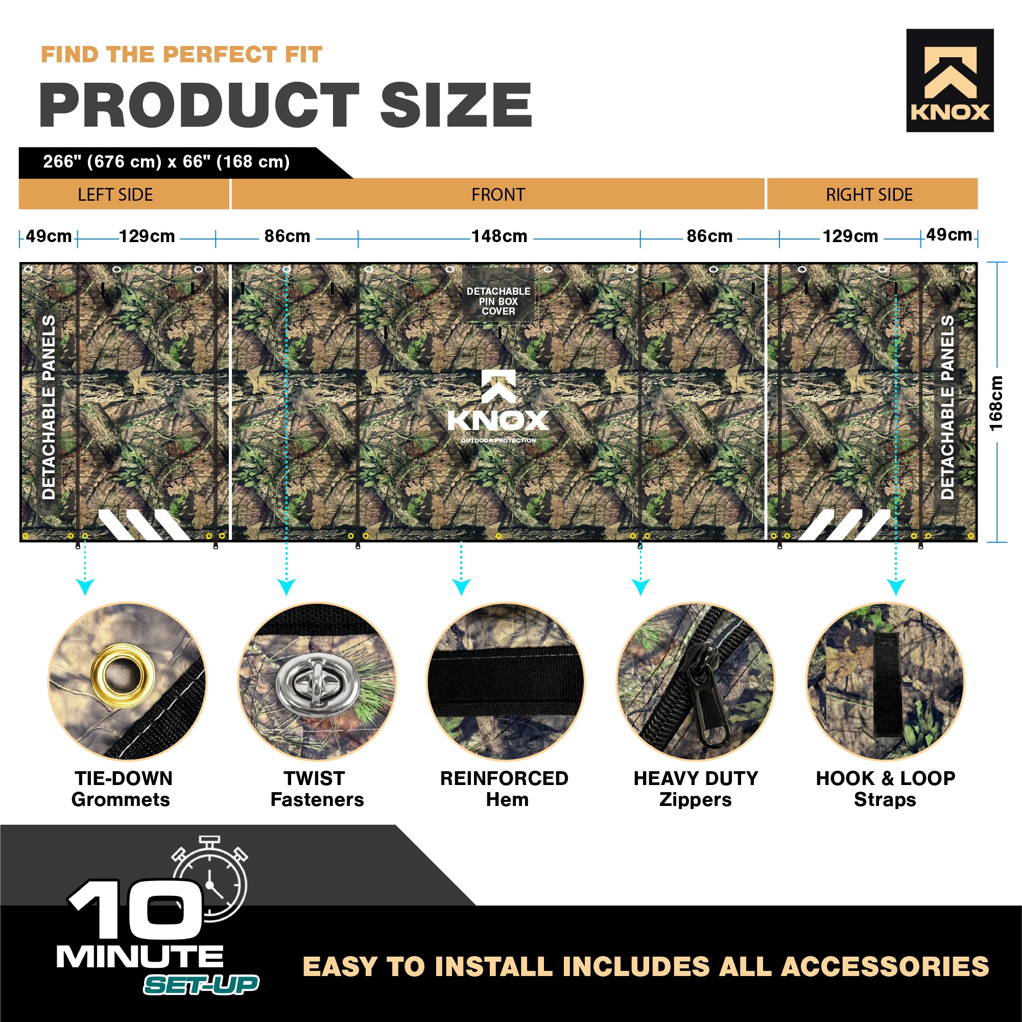 Knox RV Cover - Camo 5th Wheel with Skirt Combo