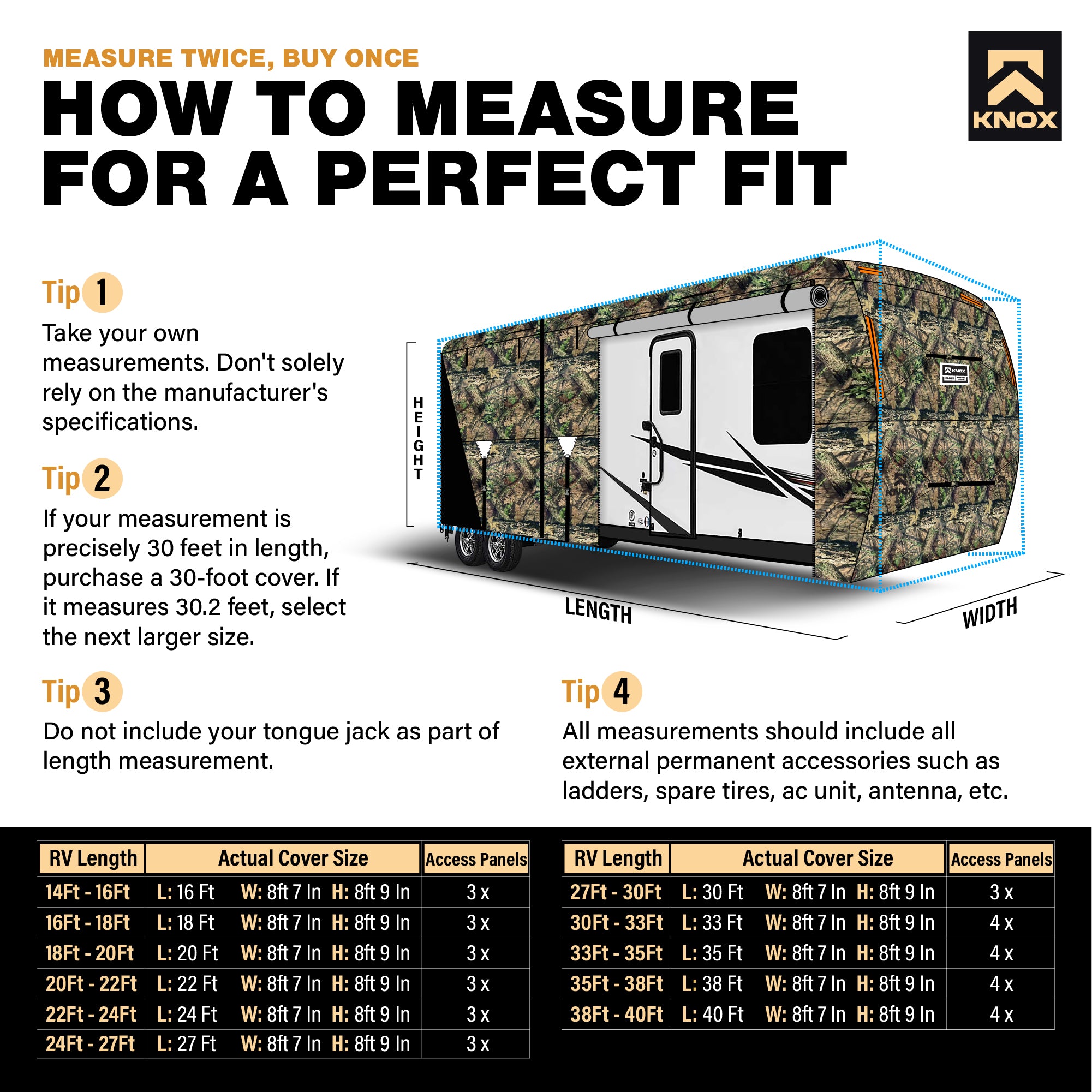KNOX 2nd Gen Travel Trailer Cover, Camo