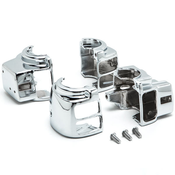 Chrome Handlebar Switch Cover Kit for Harley Davidson Electra Glide Street Glide Road Glide FLHT FLHX (1996-2012)