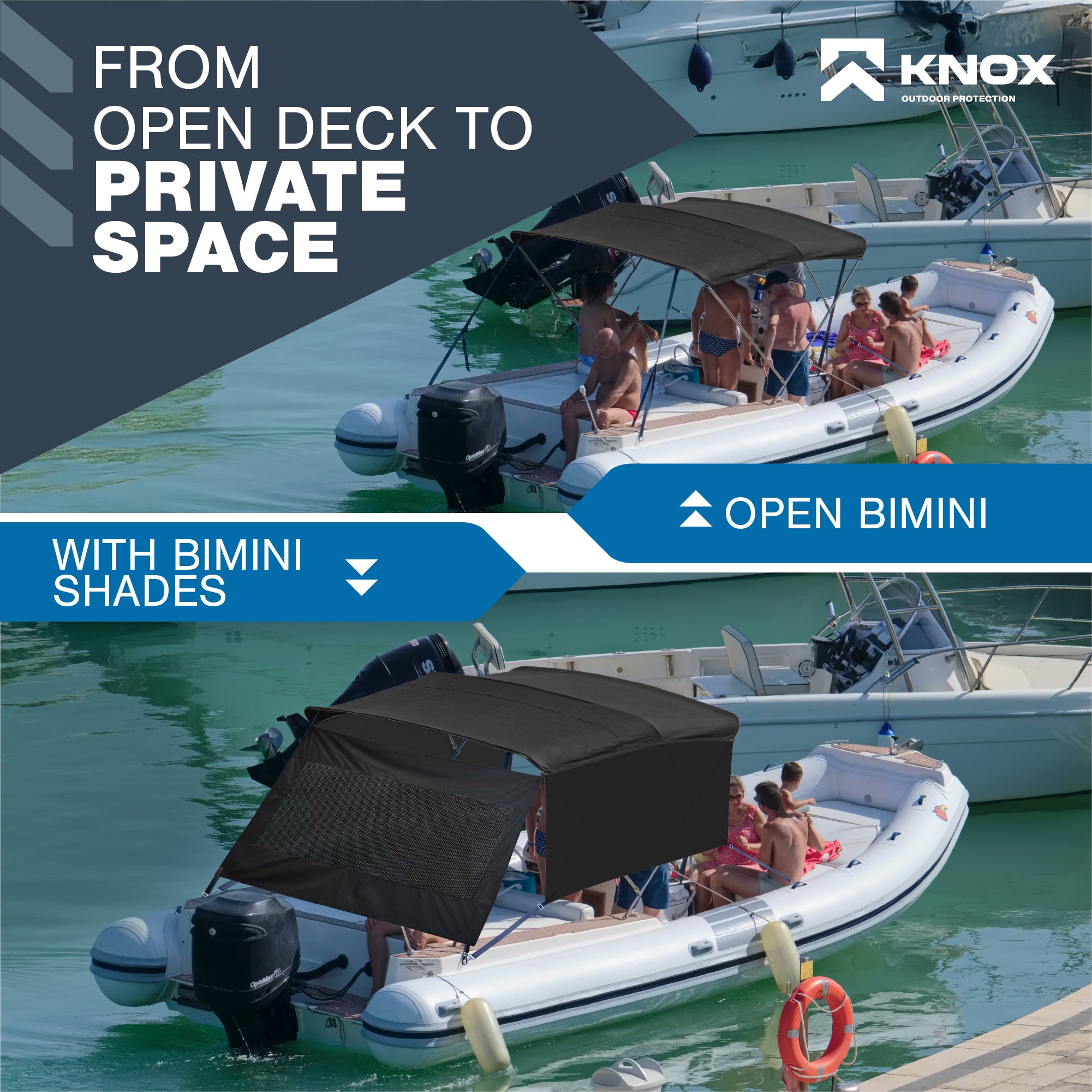 KNOX Bimini Front & Rear shade panel Kit Marine 420D Mesh Panels