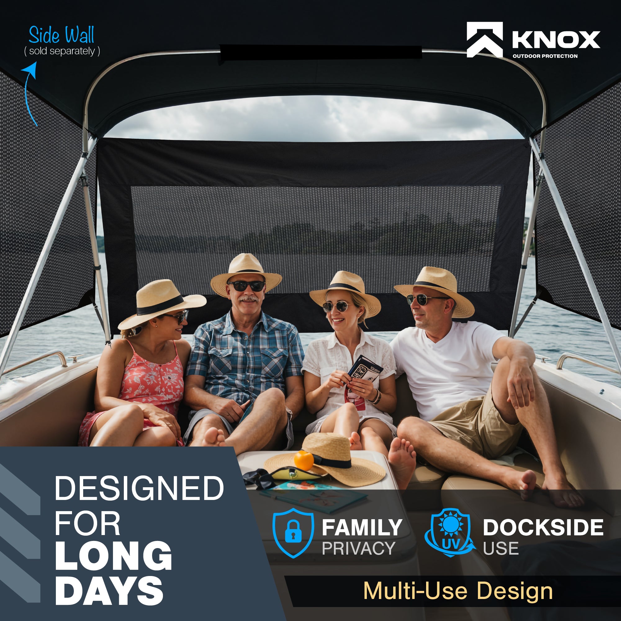 KNOX Bimini Front & Rear shade panel Kit Marine 420D Mesh Panels