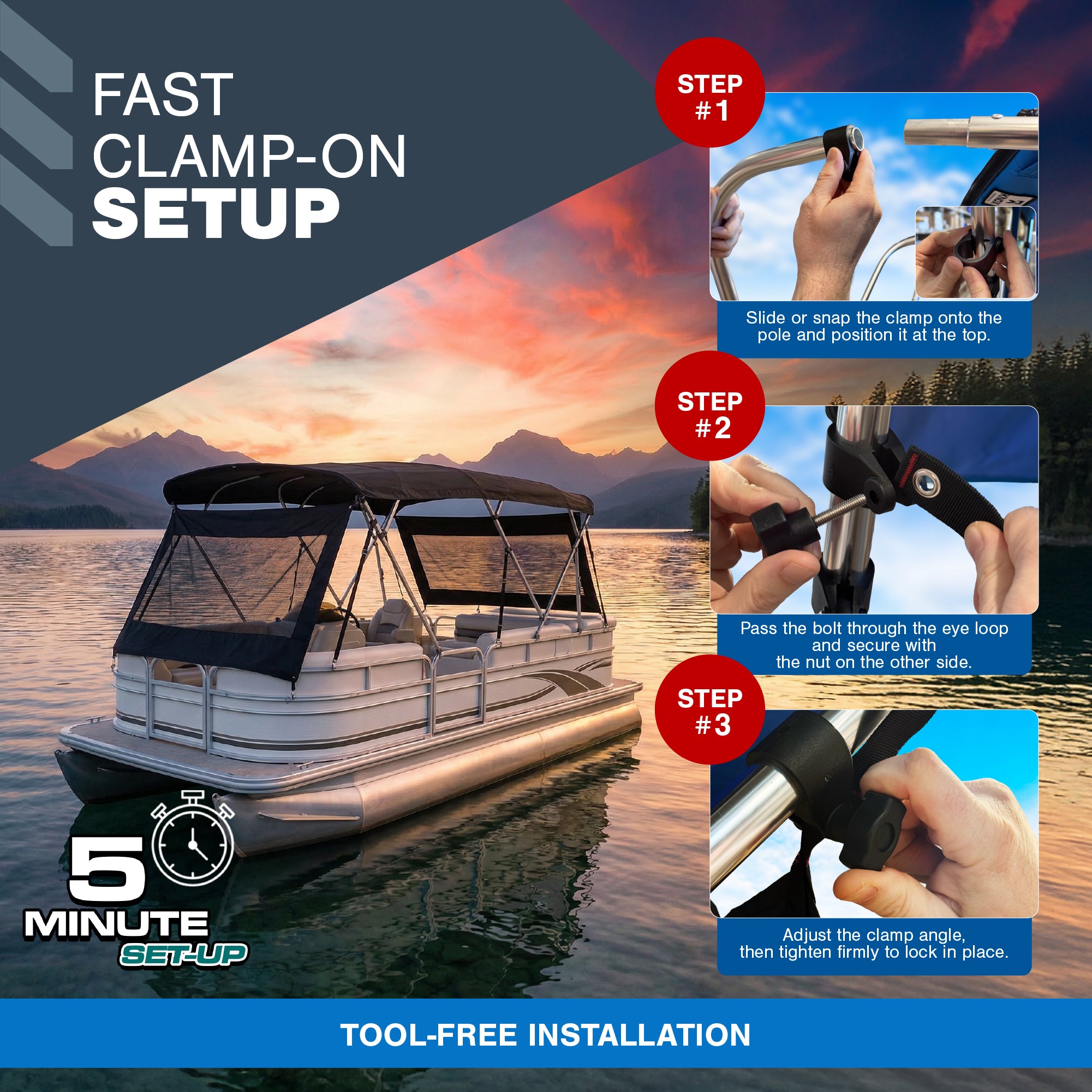 KNOX Bimini Front & Rear shade panel Kit Marine 420D Mesh Panels