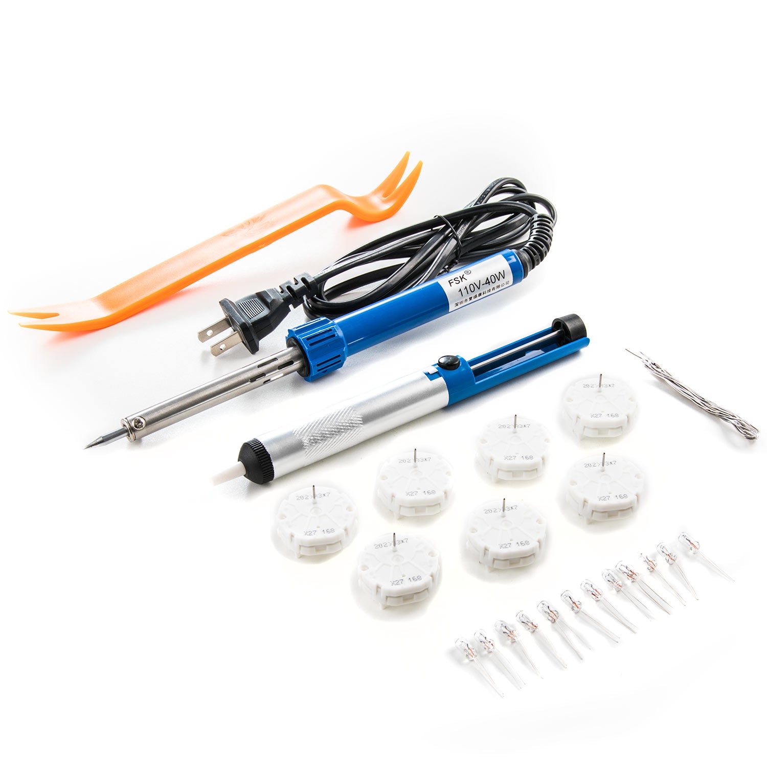 GM Instrument Cluster Gauge Stepper Motor Repair Kit X27 168 (7x Motors, 12x Backlight LED Bulbs, Soldering Iron, Solder Sucker, Remove Tool, Solder Rosin Core)