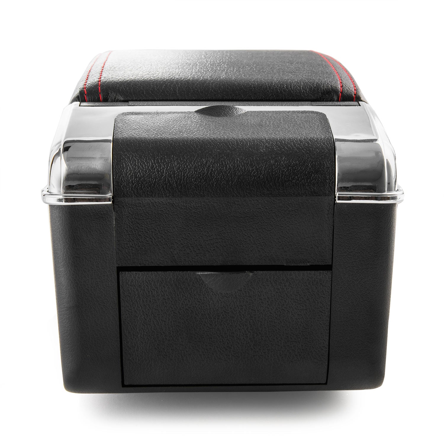 Car Armrest Center Console Box Storage Black Handrest For Nissan Juke 2010-2017 - Black Leather Red Stitching - Double Storage Space, Adjustable Cup Holder, Rear Ashtray / Change Holder