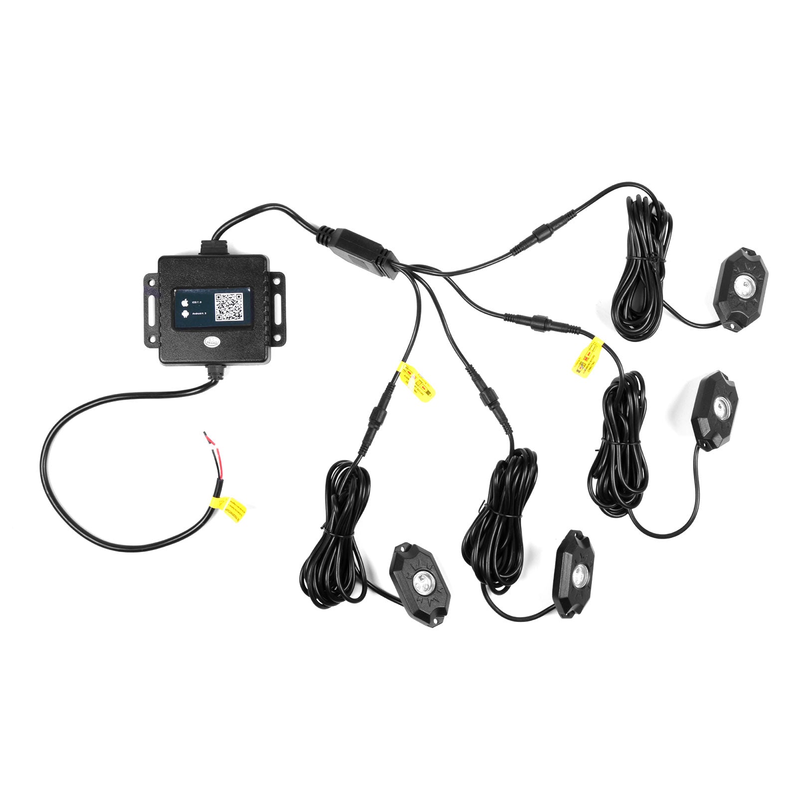 LED Neon Rock Lights With Bluetooth App Control- 4 Pods, Multicolor RGB, IP67 Waterproof, Aluminum Housing- For ATVs, Boats, UTVs, Motorcycles, Domes, Trucks, etc.