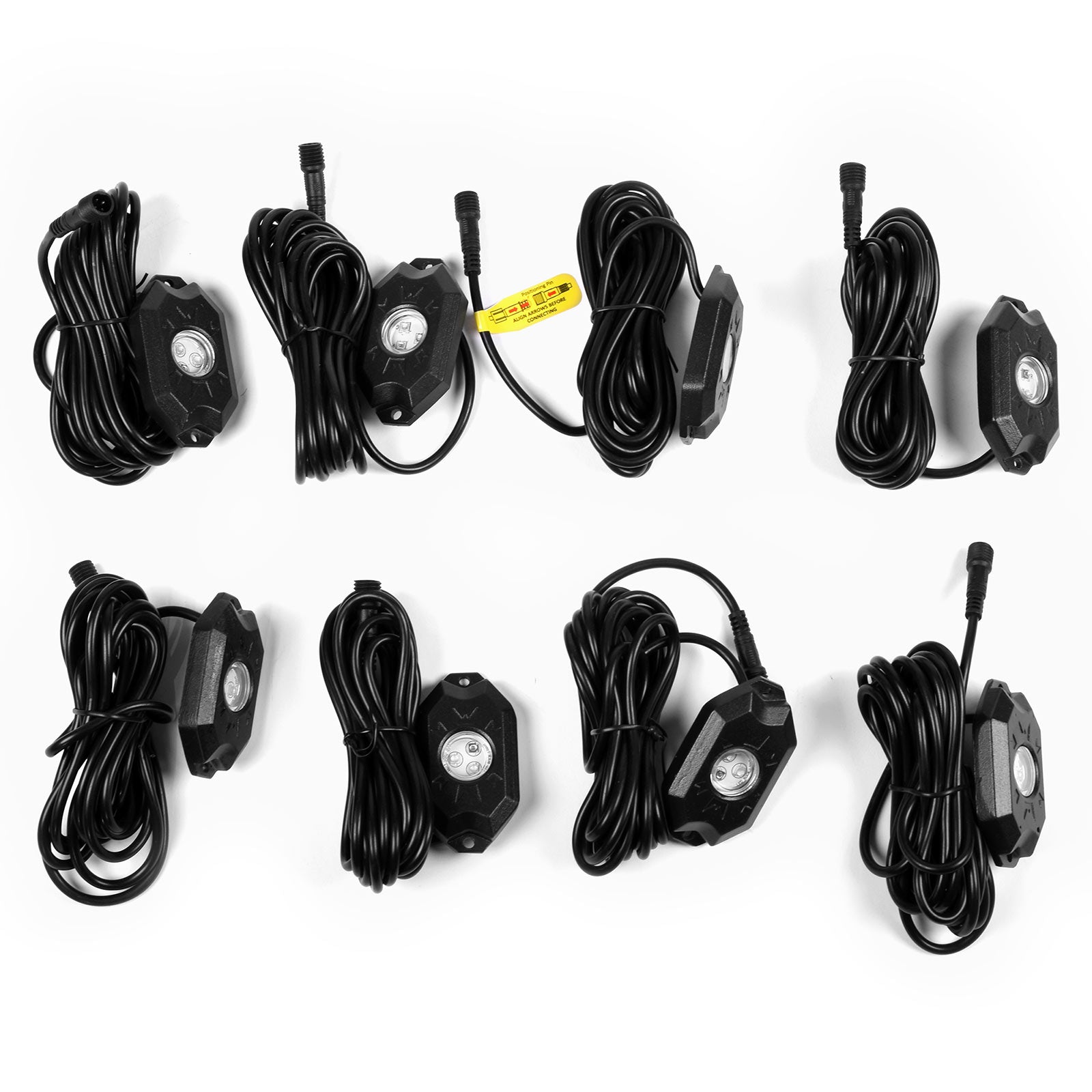 LED Neon Rock Lights With Bluetooth App Control- 8 Pods, Multicolor RGB, IP67 Waterproof, Aluminum Housing- For ATVs, Boats, UTVs, Motorcycles, Domes, Trucks, etc.