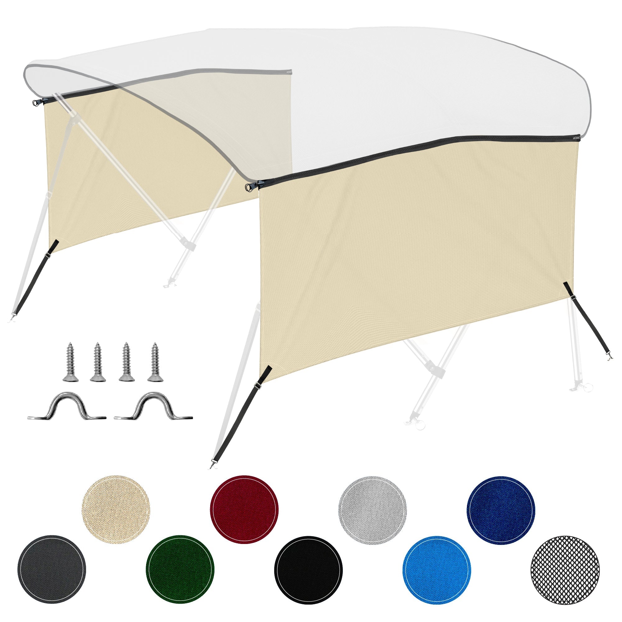 KNOX Universal 3- Bow Bimini Tops for Boats Cover Sidewalls