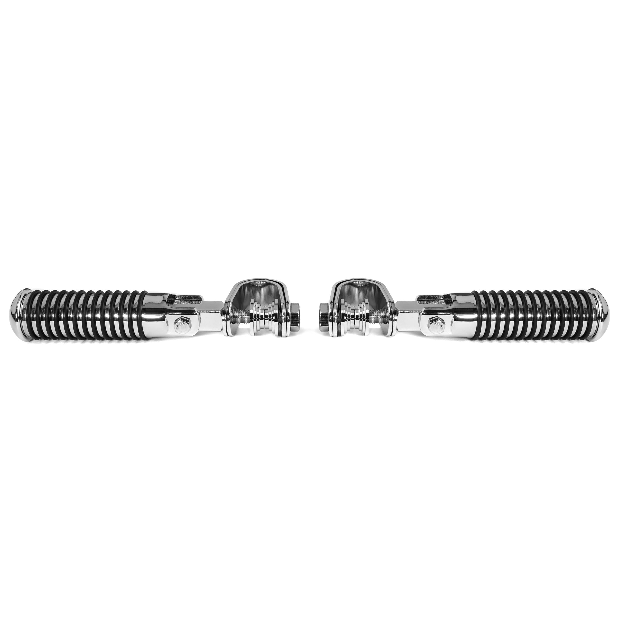 Chrome Foot Pegs with 1-1.25" Inch Engine Guard Clamps, Anti-Vibrate, Foldable
