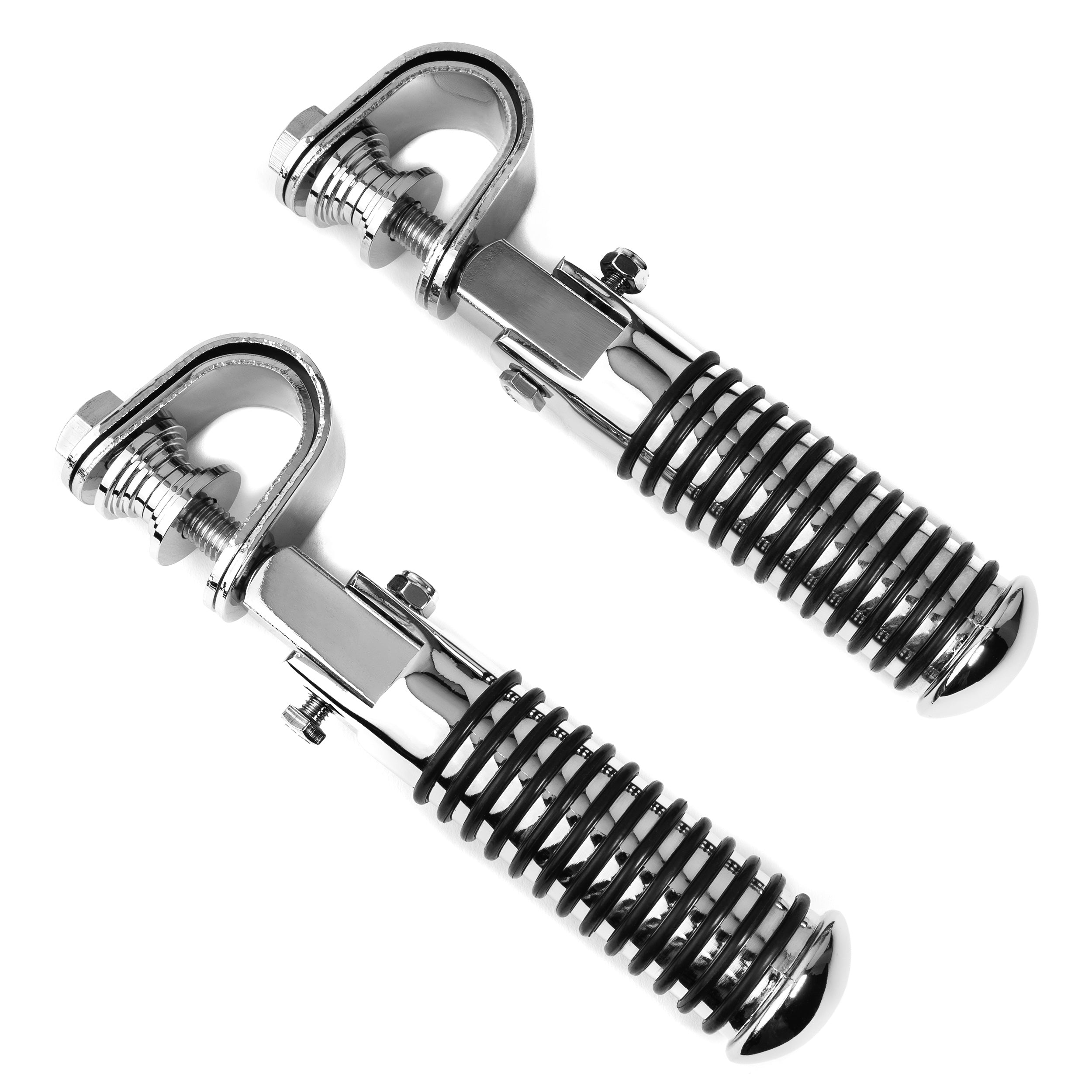 Chrome Foot Pegs with 1-1.25" Inch Engine Guard Clamps, Anti-Vibrate, Foldable