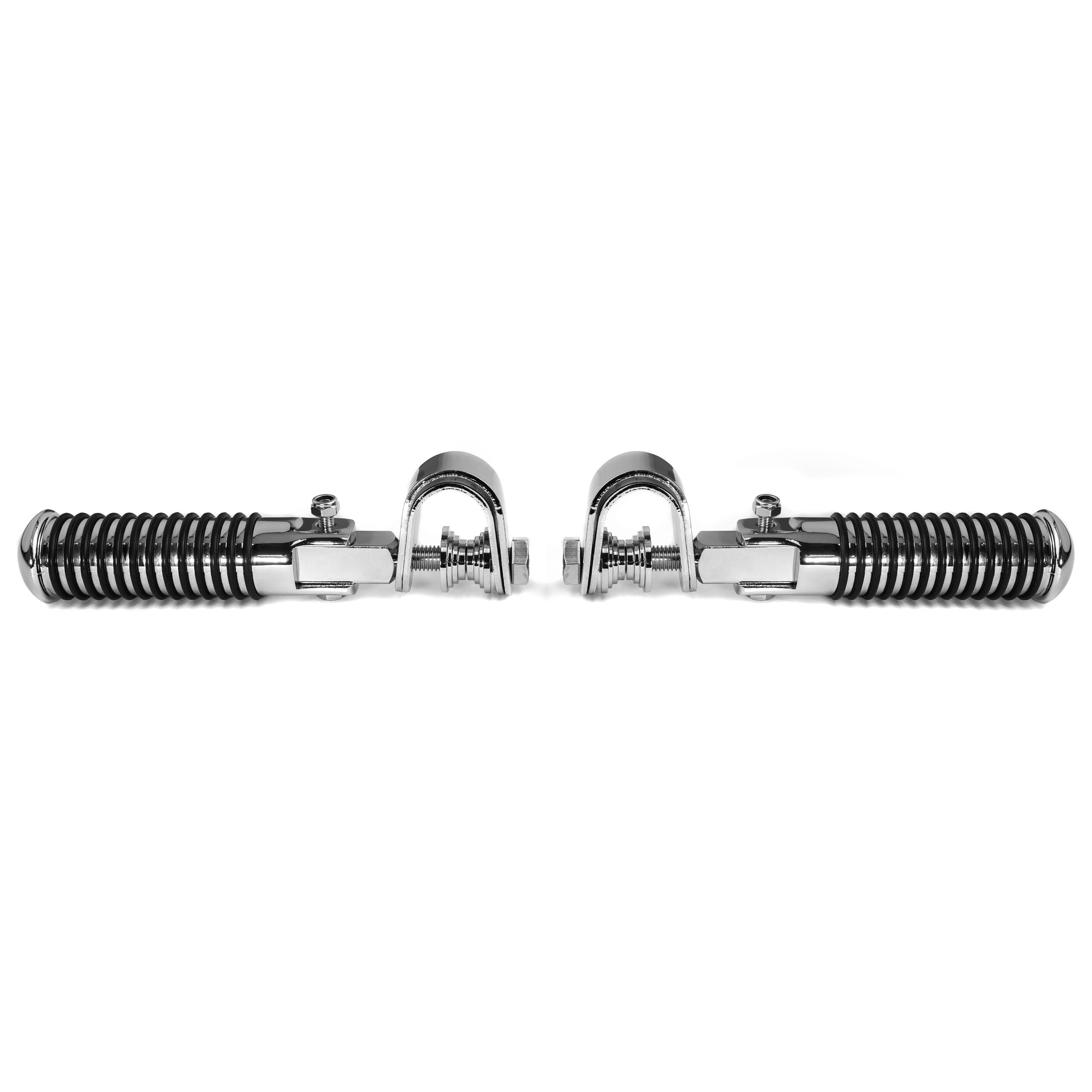 Chrome Foot Pegs with 1-1.25" Inch Engine Guard Clamps, Anti-Vibrate, Foldable