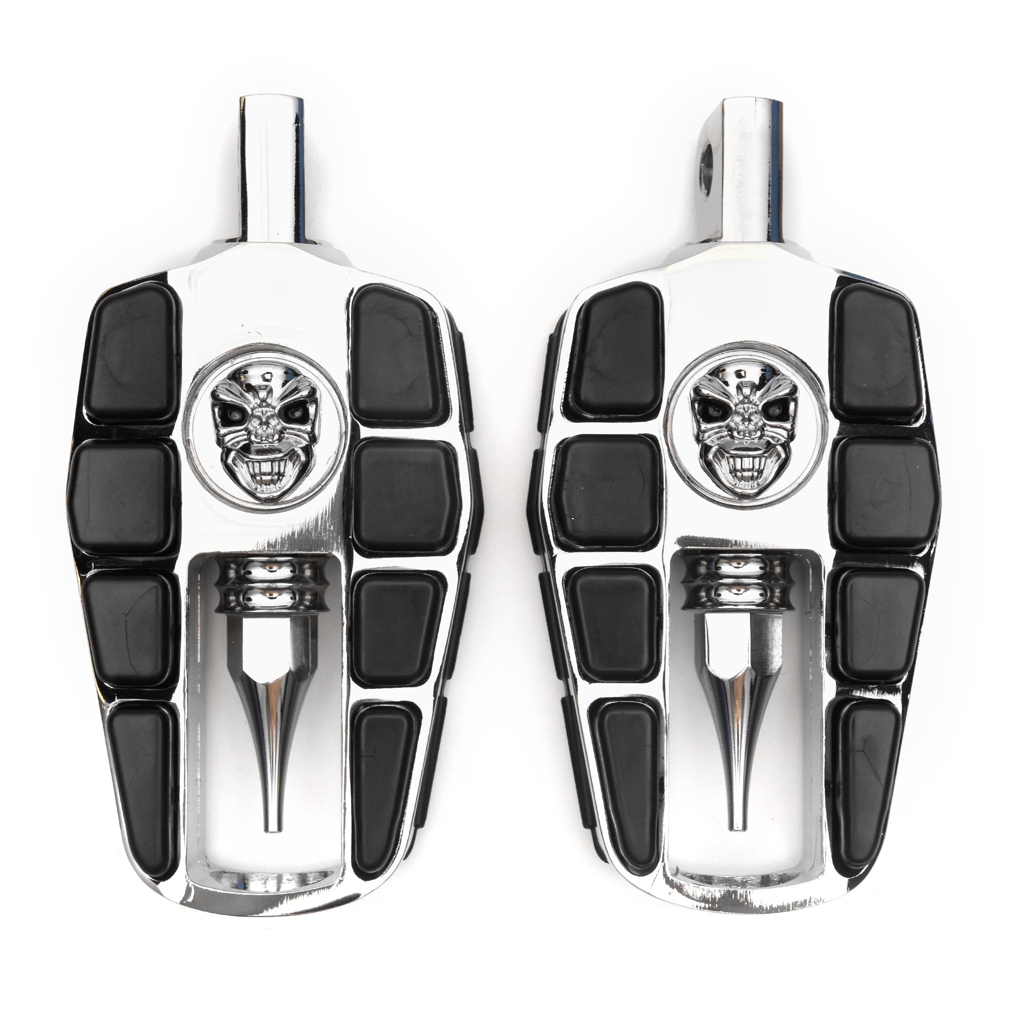 Krator Adjustable Chrome Highway Skull Foot Pegs for Harley Davidson Motorcycles