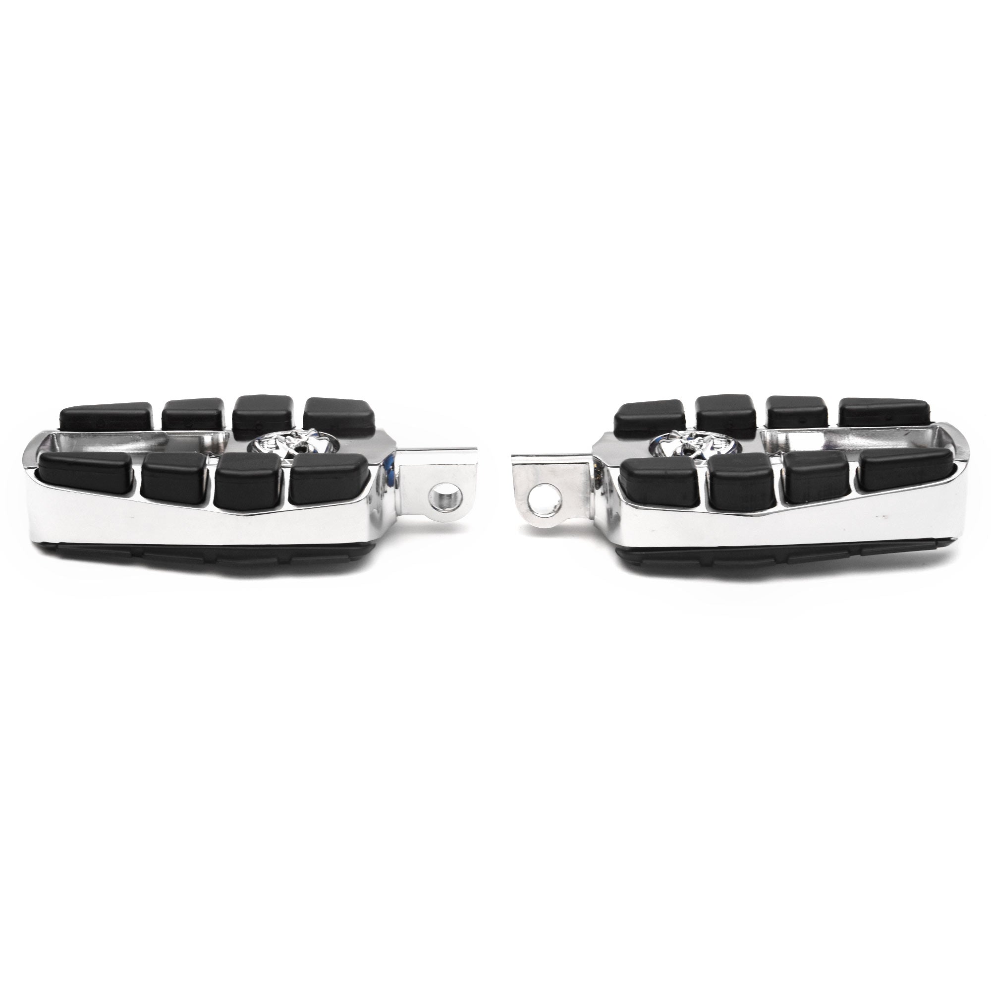 Krator Adjustable Chrome Highway Skull Foot Pegs for Harley Davidson Motorcycles