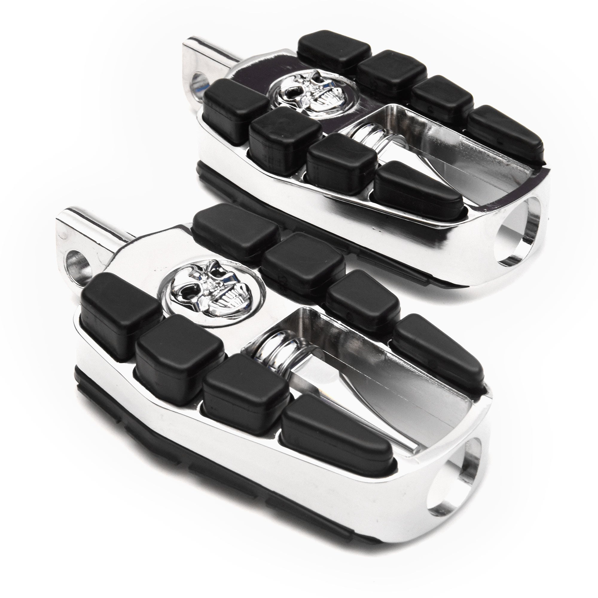 Krator Adjustable Chrome Highway Skull Foot Pegs for Harley Davidson Motorcycles