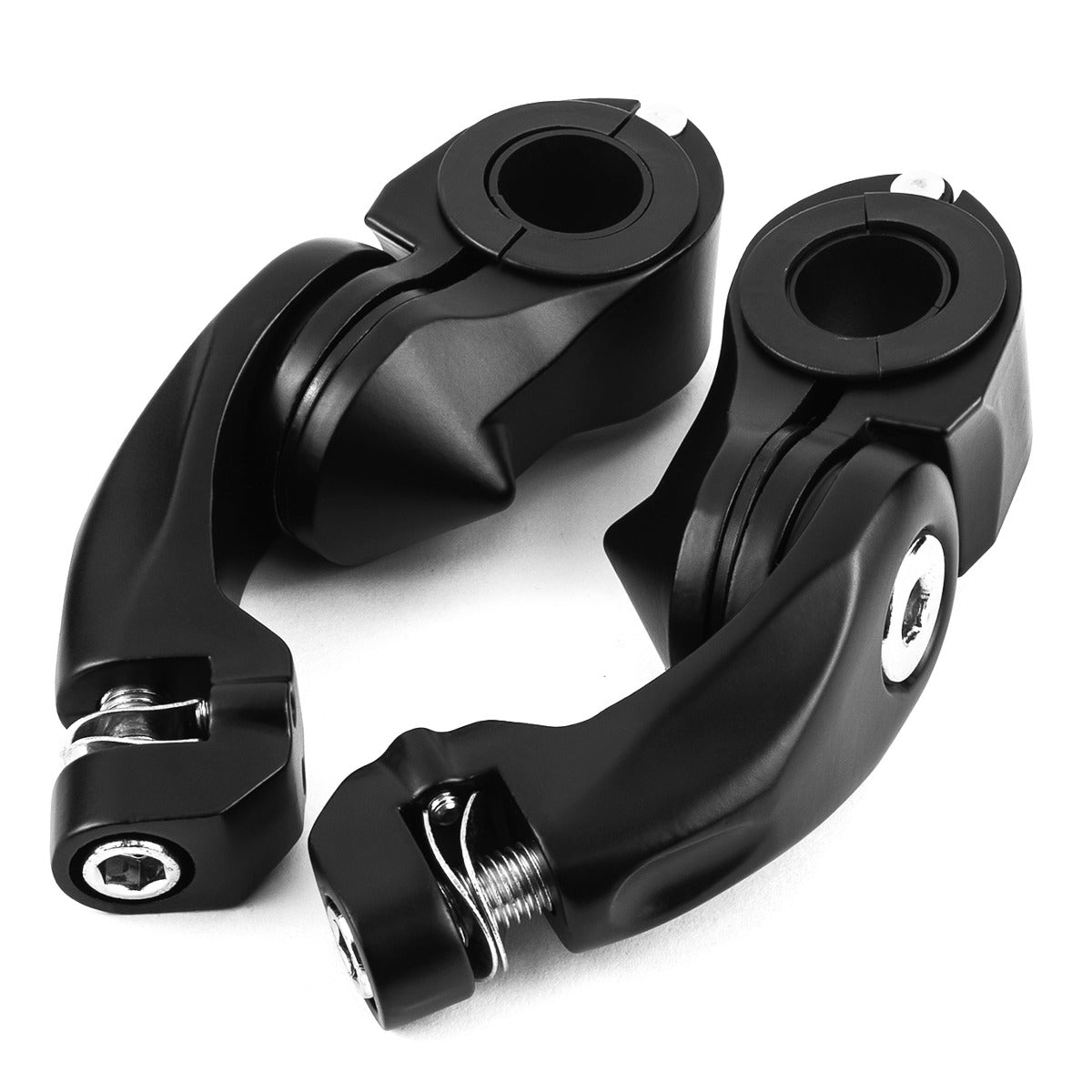 Universal 3" Adjustable Highway Foot Peg Mounting Kit Fits 1.25" Engine Guards, Black