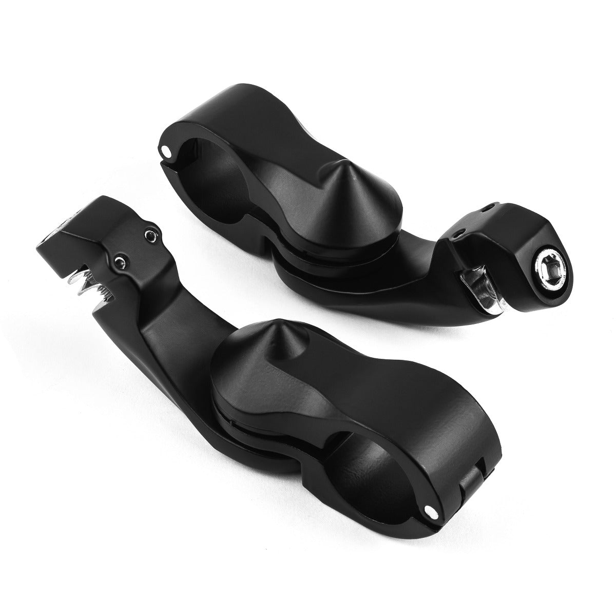 Universal 3" Adjustable Highway Foot Peg Mounting Kit Fits 1.25" Engine Guards, Black