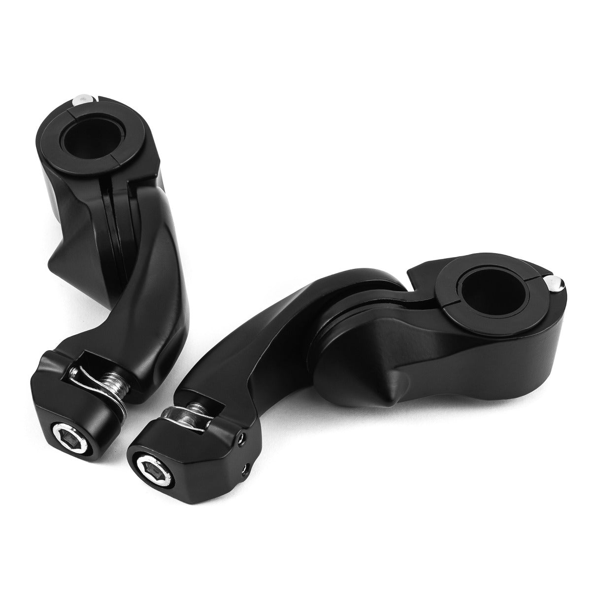 Universal 3" Adjustable Highway Foot Peg Mounting Kit Fits 1.25" Engine Guards, Black
