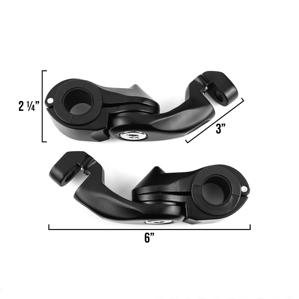 Universal 3" Adjustable Highway Foot Peg Mounting Kit Fits 1.25" Engine Guards, Black