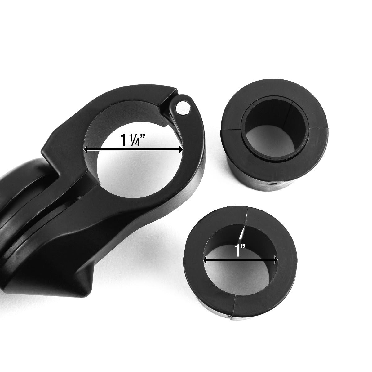Universal 3" Adjustable Highway Foot Peg Mounting Kit Fits 1.25" Engine Guards, Black