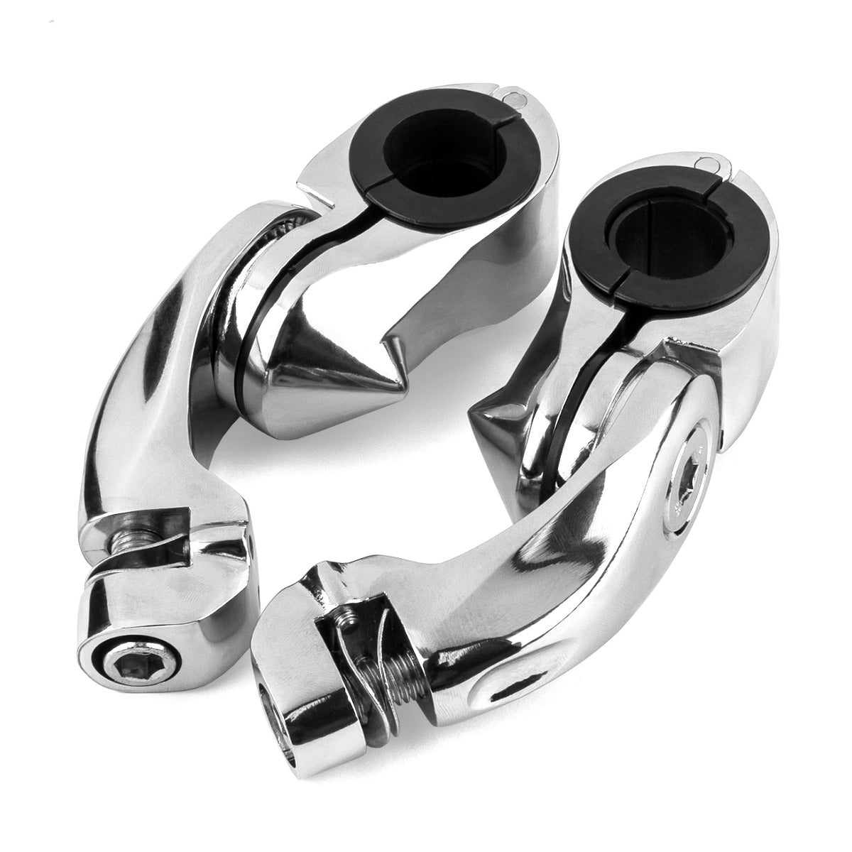 Universal 3" Adjustable Highway Foot Peg Mounting Kit Fits 1.25" Engine Guards, Chrome