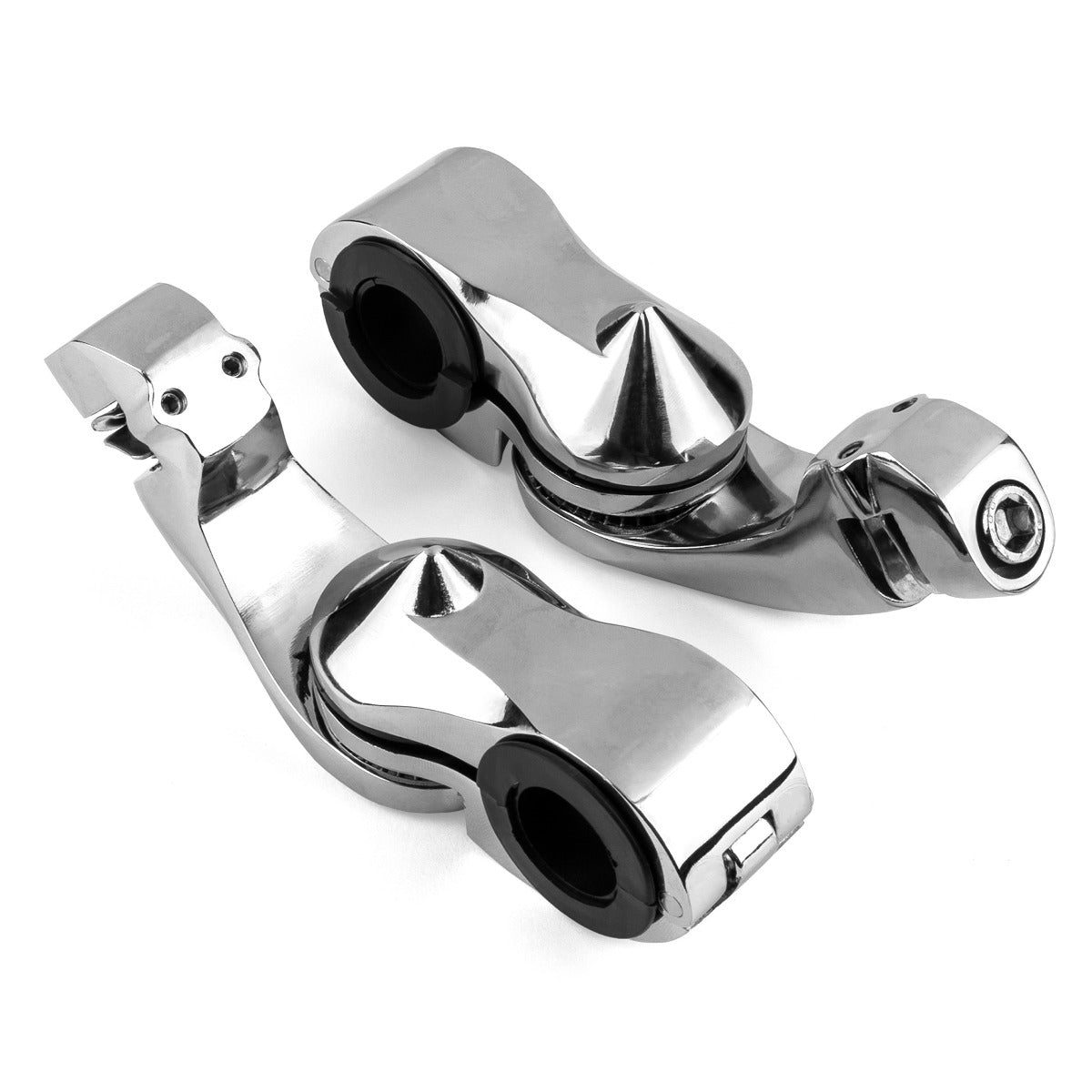 Universal 3" Adjustable Highway Foot Peg Mounting Kit Fits 1.25" Engine Guards, Chrome