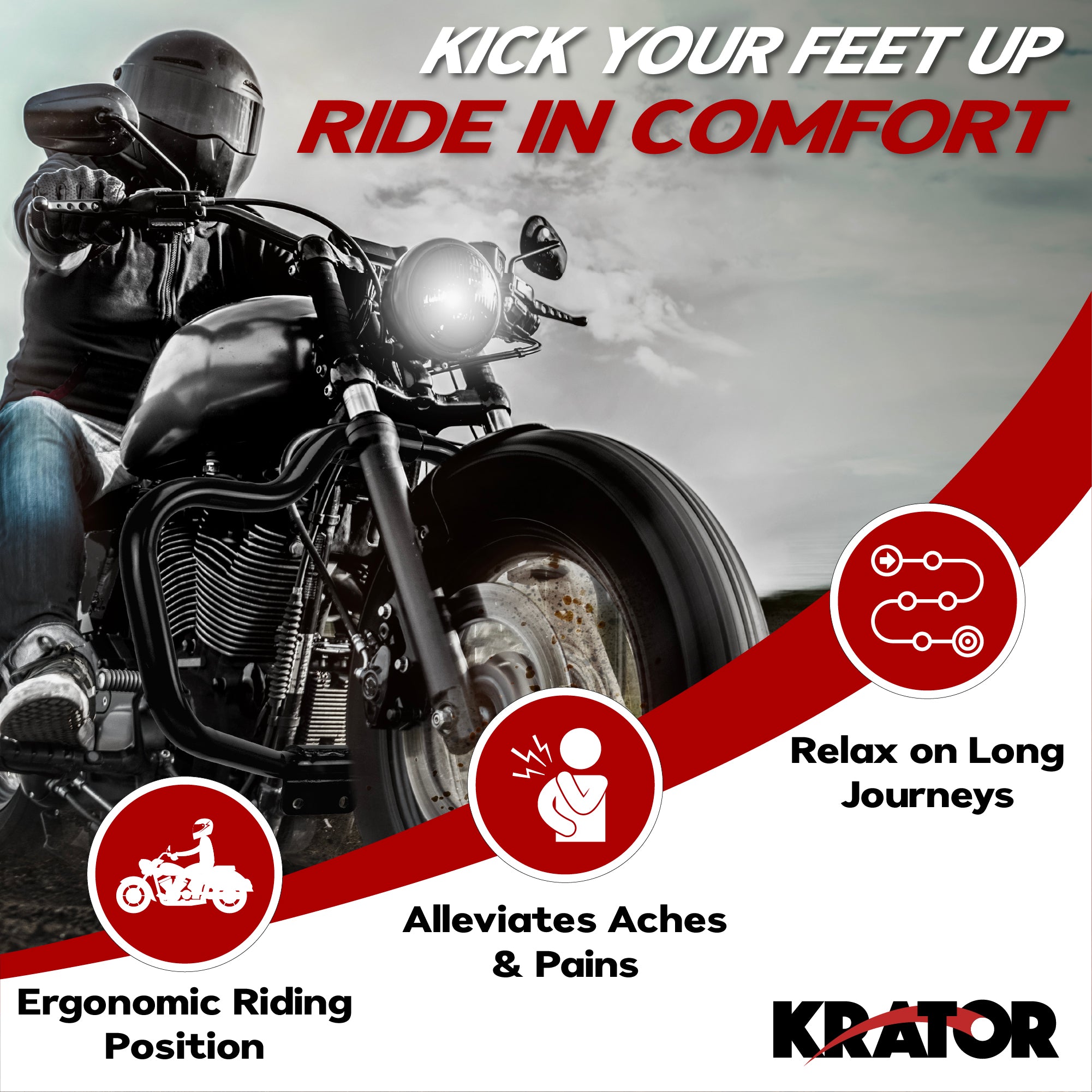 KRATOR Mustache Engine Guard, Motorcycle Crash Bar, Harley Davidson Sportster