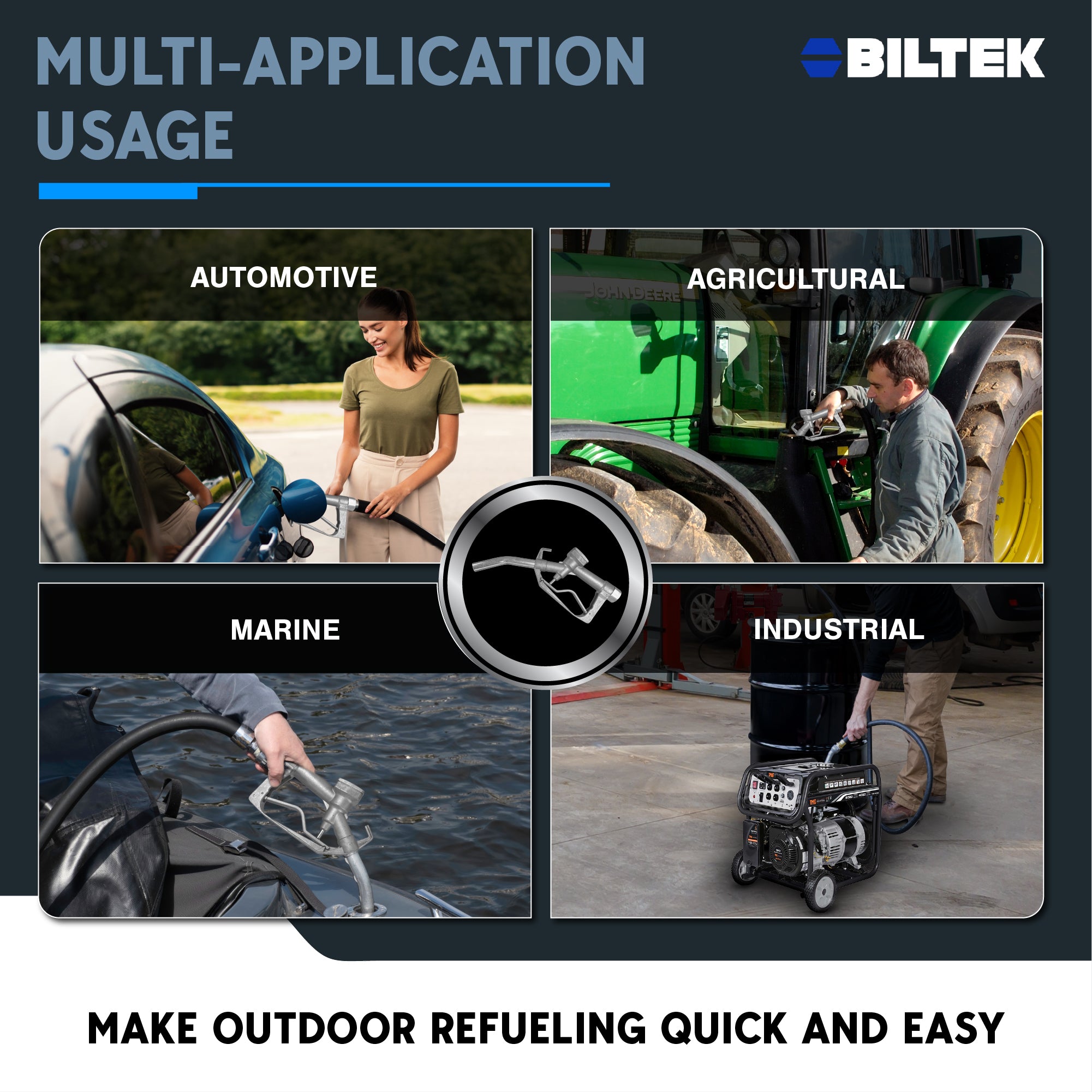 BILTEK 20 GPM 12V Fuel Transfer Pump for Diesel, Gasoline, Kerosene, & Oil
