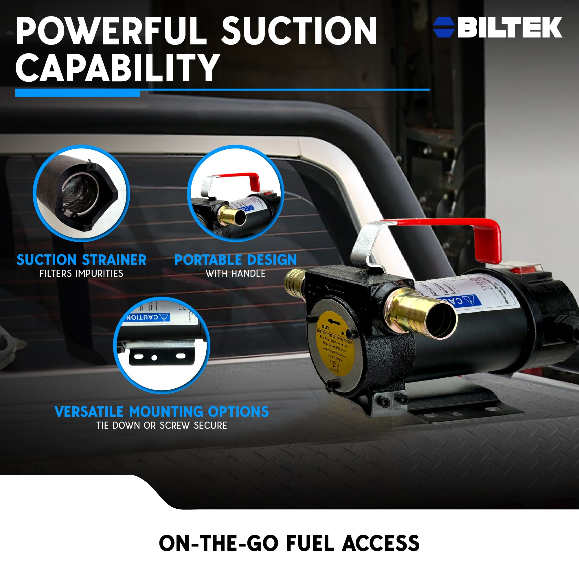 BILTEK 13 GPM 12v Fuel Transfer Pump For Diesel, Kerosene & Light Fuel Oils