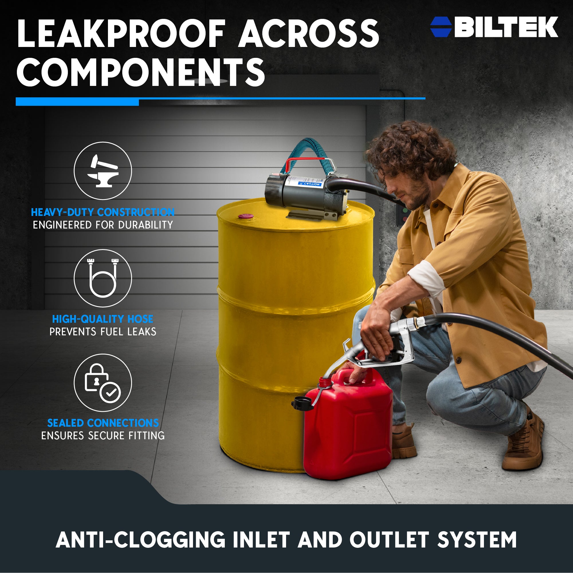 BILTEK 13 GPM 12v Fuel Transfer Pump For Diesel, Kerosene & Light Fuel Oils