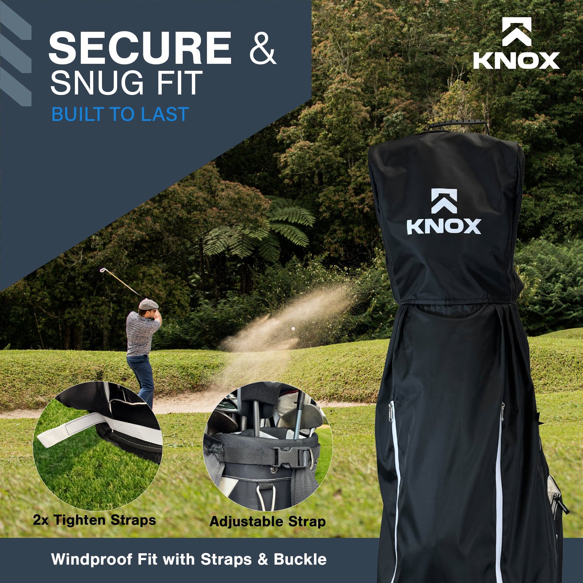 KNOX Golf Bag Rain Cover, Waterproof, Windproof, Full Coverage, UV Protection